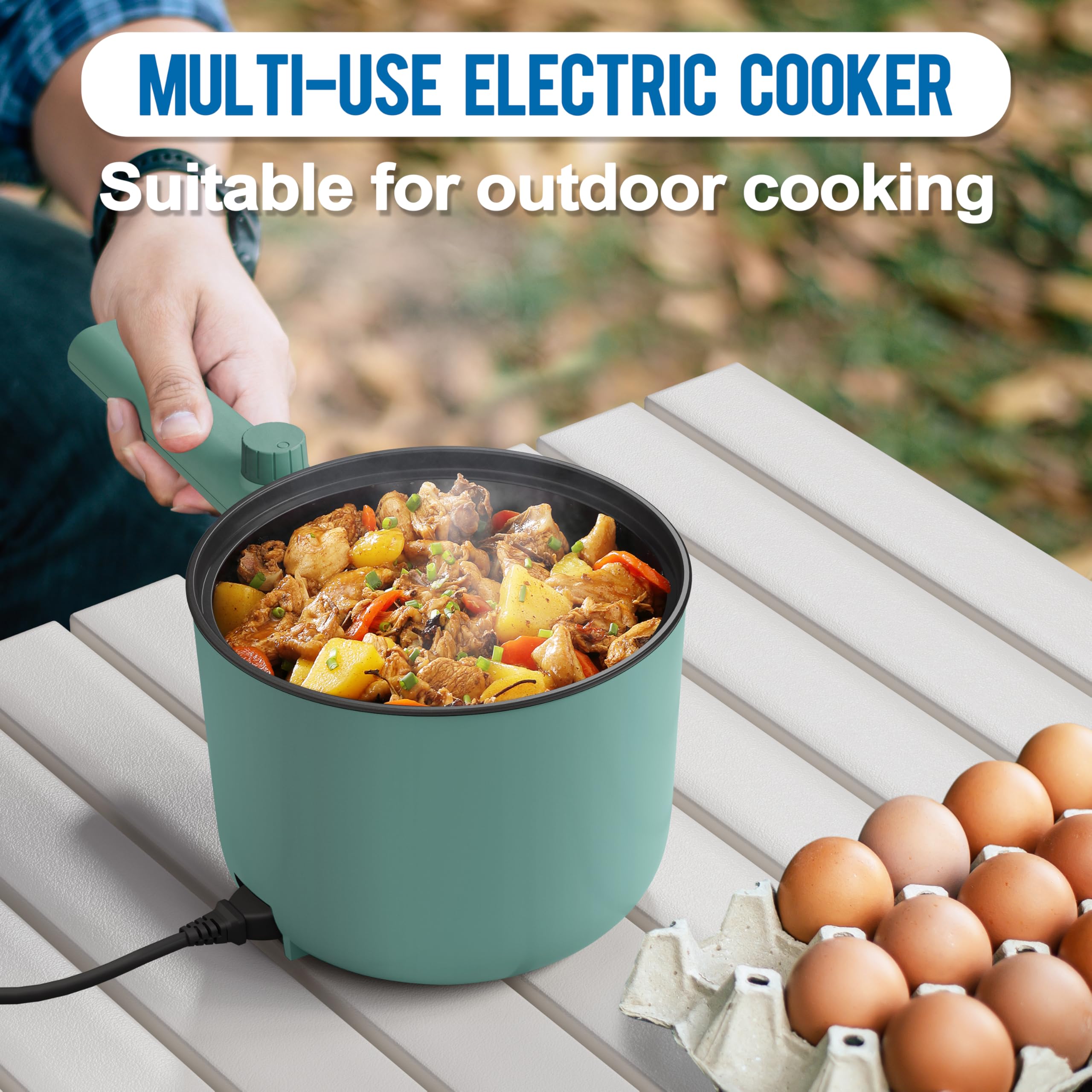 Topwit 1.5L Electric Hot Pot & Ramen Cooker - Portable Non-Stick Frying Pan for Pasta, Steak, Soup - BPA Free with Dual Power Control & Overheating Protection - Perfect for Dorm, Office, Camping & Small Kitchen Cooking