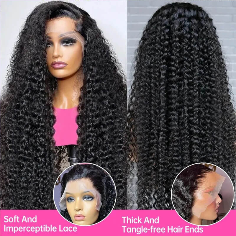 Eullair Deep Curly Lace Frontal Wig - Natural Looking 13x4 HD Lace Human Hair Wig with Baby Hair for Women | Perfect for Daily Wear, Parties & Special Occasions