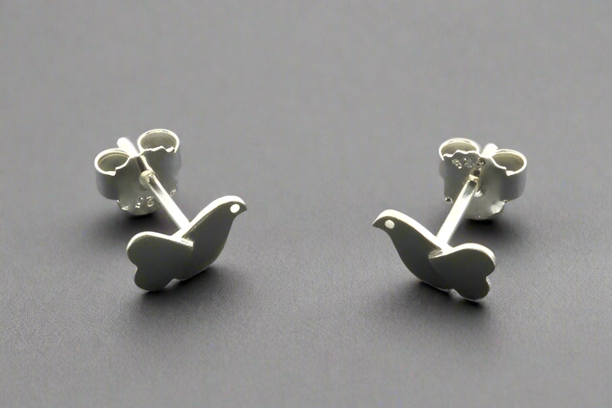 Sterling Silver Bird Heart Stud Earrings - Dainty & Elegant Jewelry for Women - Perfect for Everyday Wear, Gifts & Special Occasions