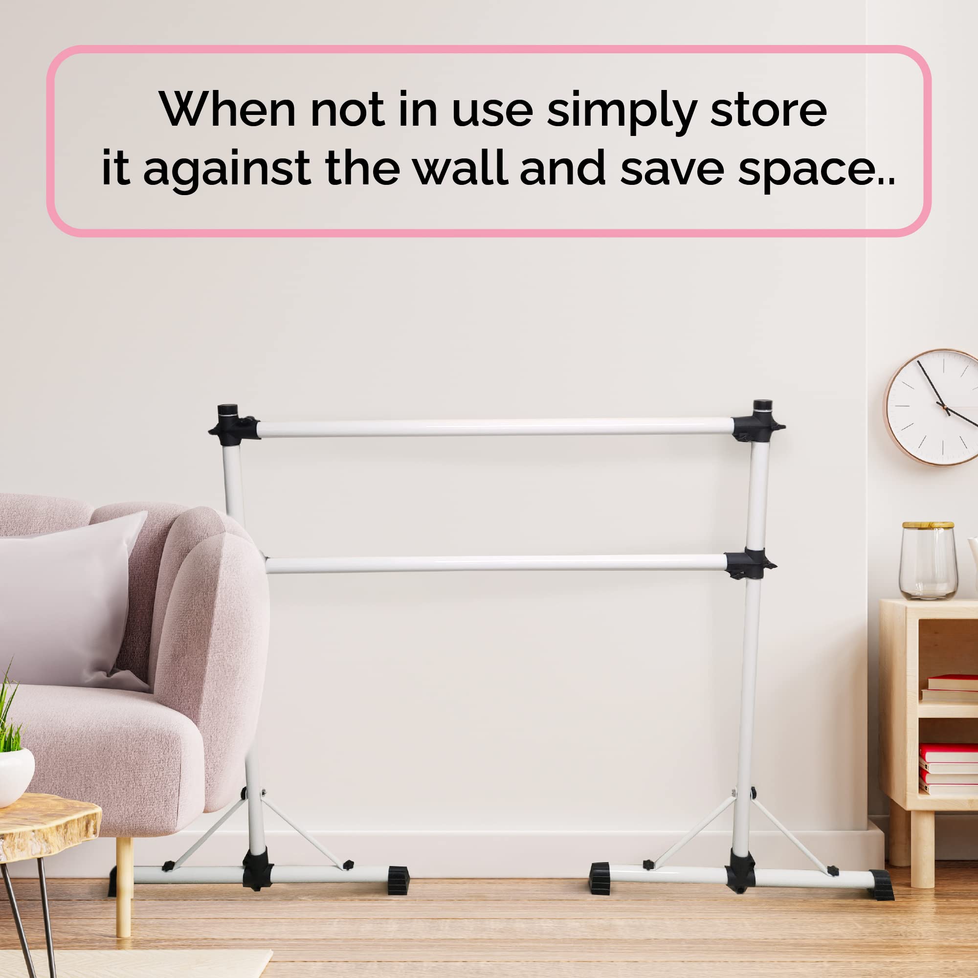 Premium 4 Ft Adjustable Steel Double Ballet Barre with Anti-Wobble Design - Portable Dance Bar for Home & Gym - Includes Carry Bag & Beginner Guide - Perfect for Ballet Practice, Stretching, Dance Training & Fitness Workouts