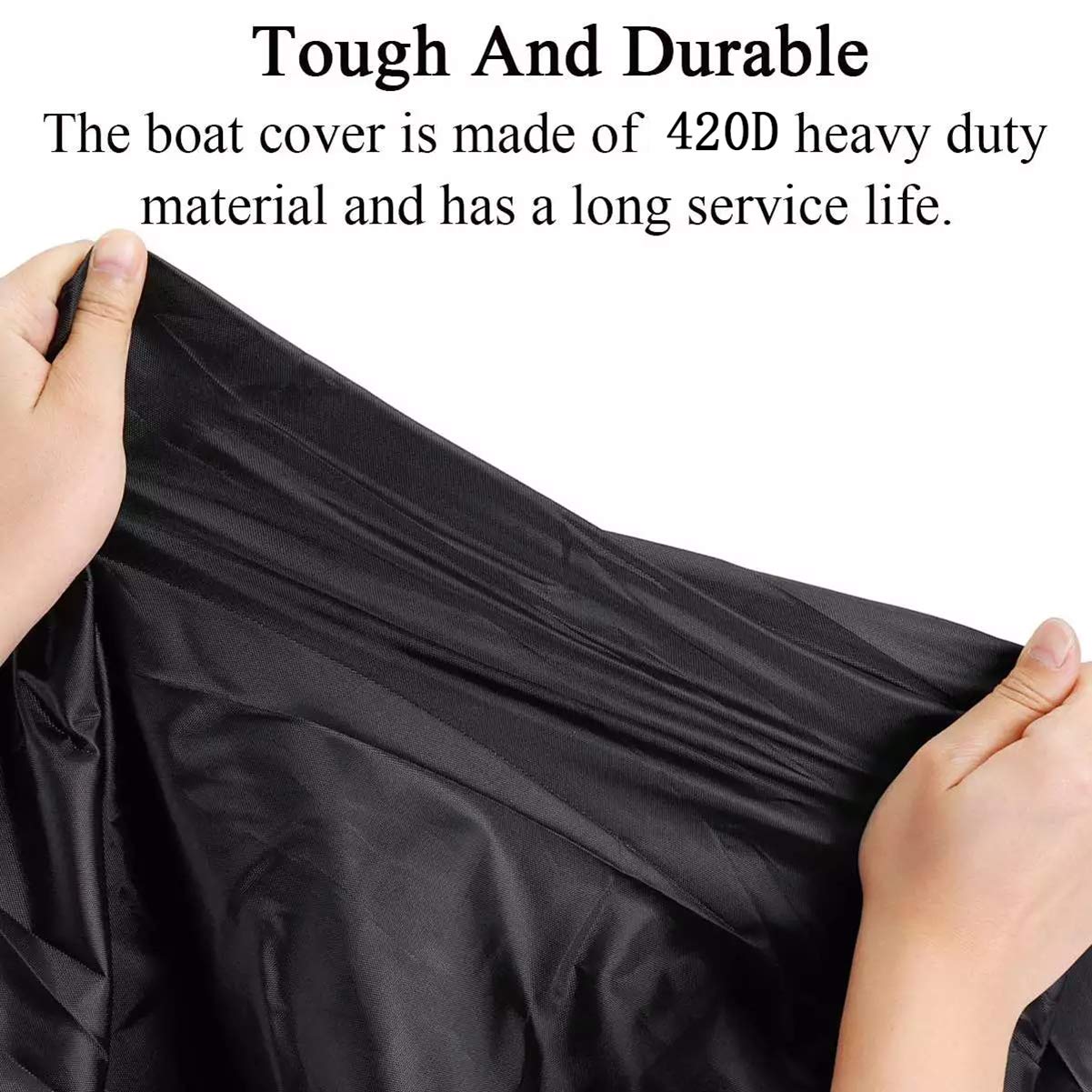 Heavy Duty 420D Waterproof UV-Resistant Boat Cover - Fits V-Hull, Tri-Hull, Pro-Style, Fishing & Bass Boats - All-Weather Protection for Trailering & Storage