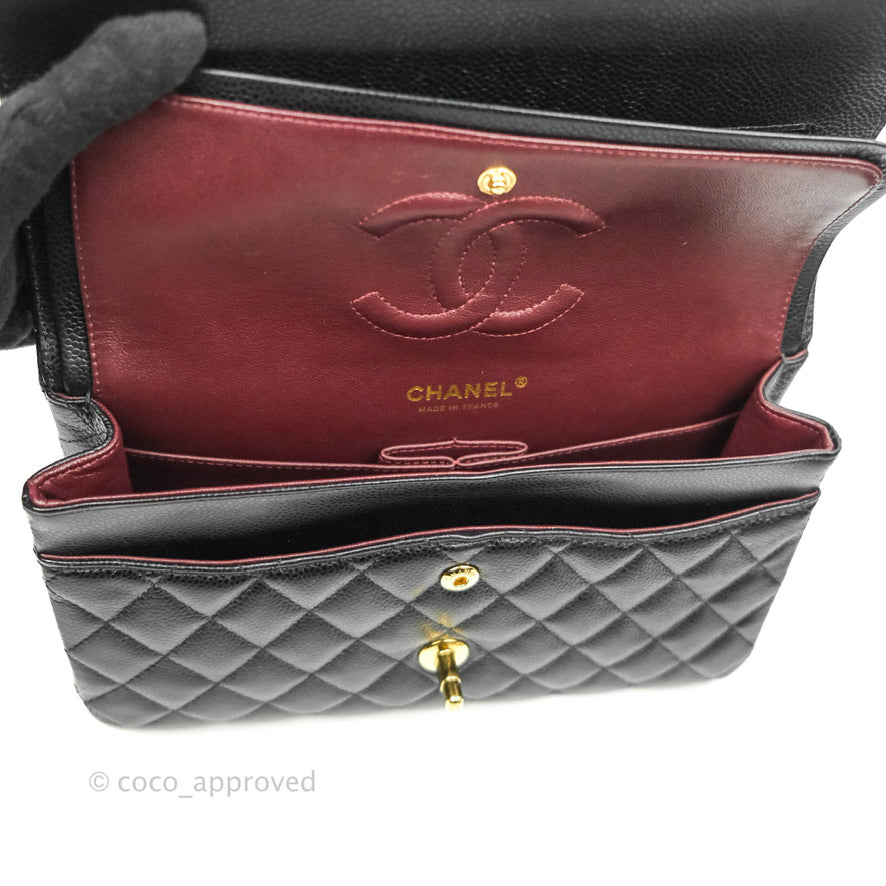 Chanel Classic Double Flap M/L Black Caviar Gold Hardware Bag - Luxury Designer Handbag for Women | Perfect for Evening Events, Parties & Special Occasions