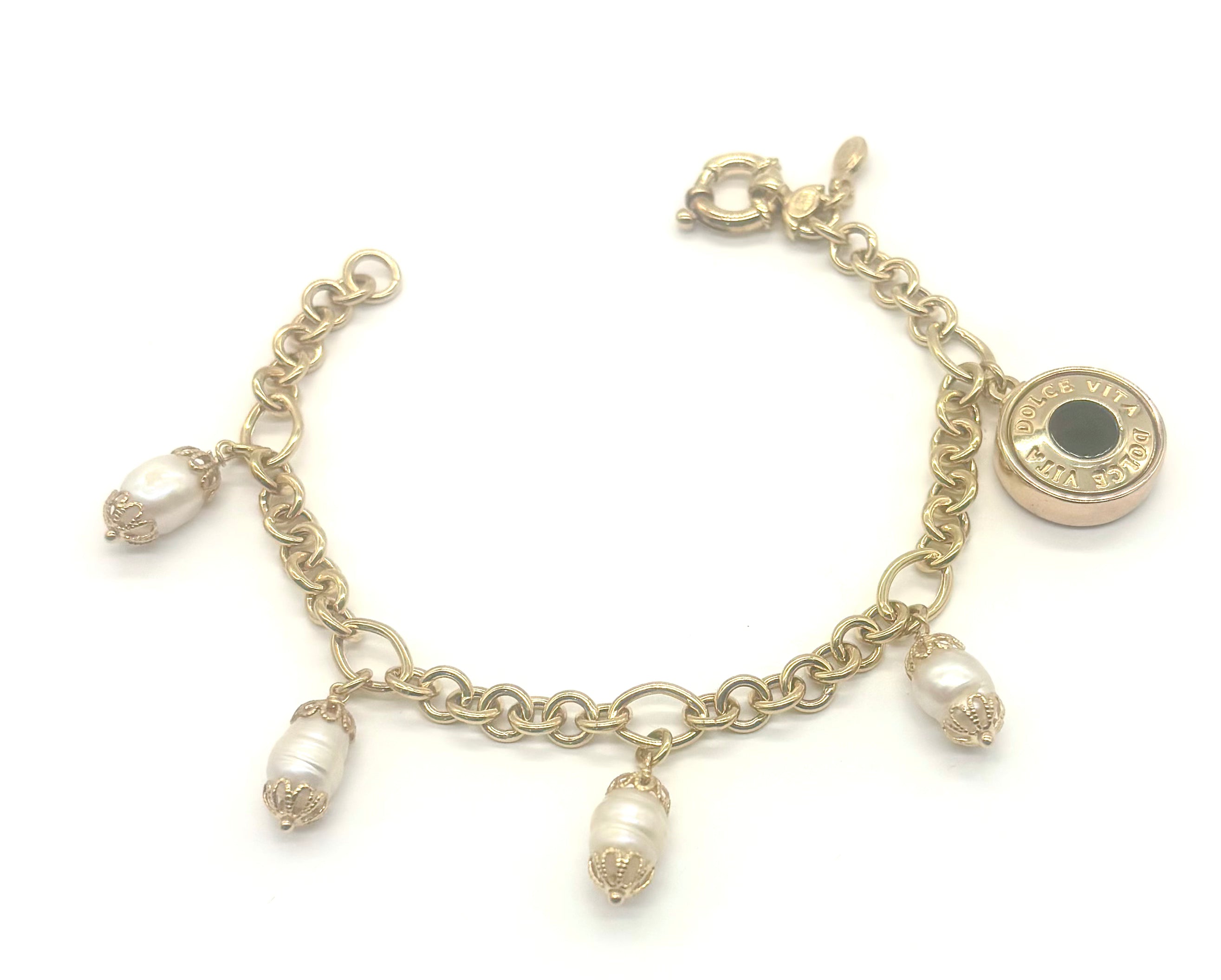 14K Gold Link Bracelet with Genuine Pearls - Elegant Jewelry for Women, Perfect for Weddings, Parties & Everyday Wear