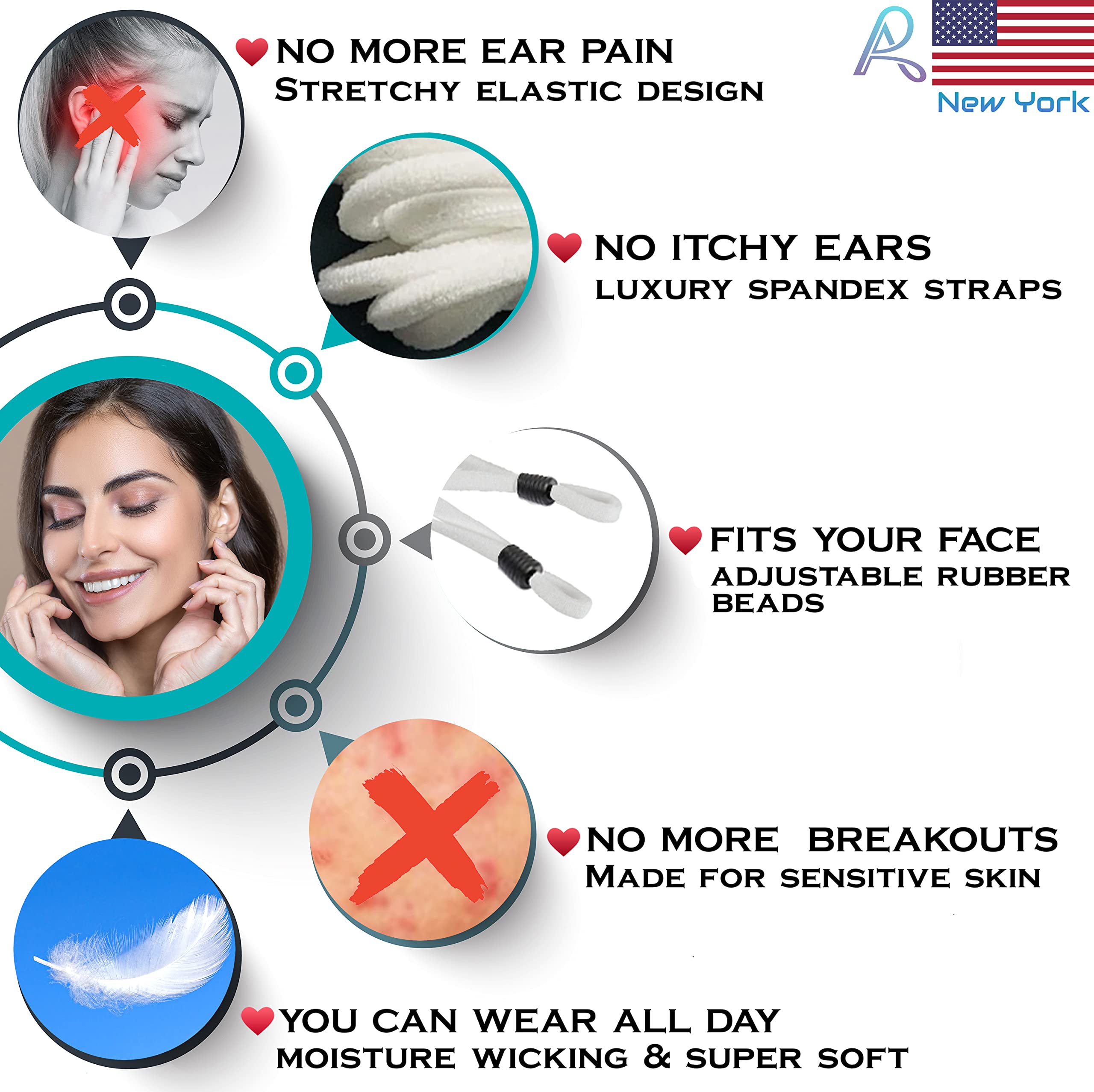 Arcarius Reusable Face Masks 3-Pack - Adjustable & Breathable for Adults & Teens | Daily Use & Travel Protection