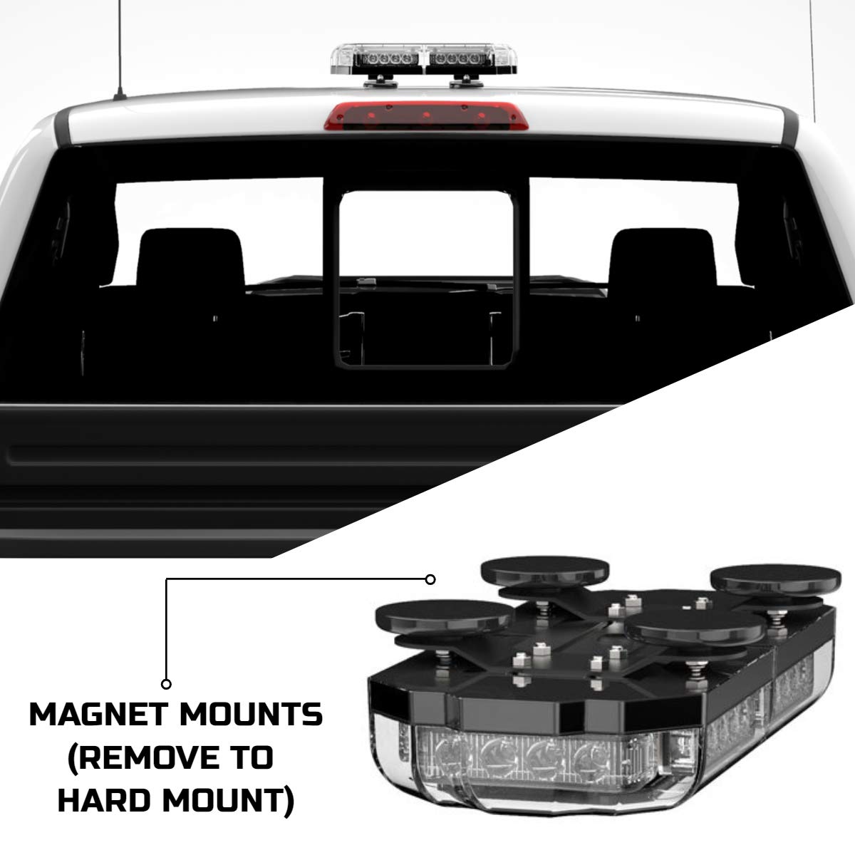 SpeedTech Lights Mini 14 72W LED Strobe Light Bar - Amber/Yellow Magnetic Roof Mount for Trucks, Cars, Plows & Emergency Vehicles - Ideal for Road Safety, Construction Zones & Night Visibility