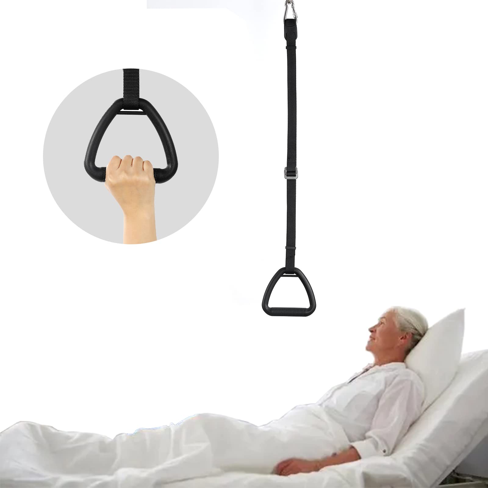 **Ceiling Mounted Bed Trapeze for Elderly & Disabled - Adjustable Bed Mobility Transfer Aid, Stand Ladder Bed Helper - Ideal for Hospitals, Home Bedrooms & Post-Surgery Recovery**    *(Use Case: Assists with safe transfers, mobility exercises, and daily independence for seniors, disabled individuals, and post-operative care.)*