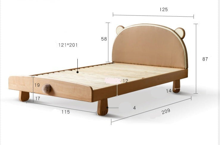 Solid Wood Bear Box Bed - Handcrafted from Premium Beech & Oak - Durable & Stylish Storage Solution for Kids' Rooms, Nurseries, and Cabin Decor