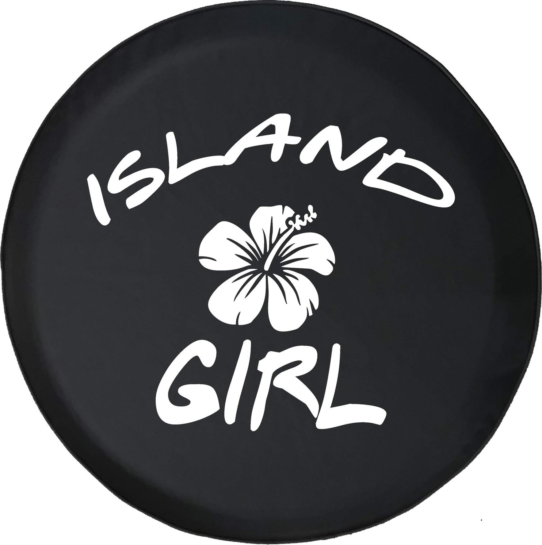 Hawaiian Flower Travel Trailer Tire Cover - Universal Fit for 28 Inch Tires, Black - Waterproof & UV Resistant for RV, Camper, Boat Trailers - Perfect for Beach, Camping & Tropical Vacations