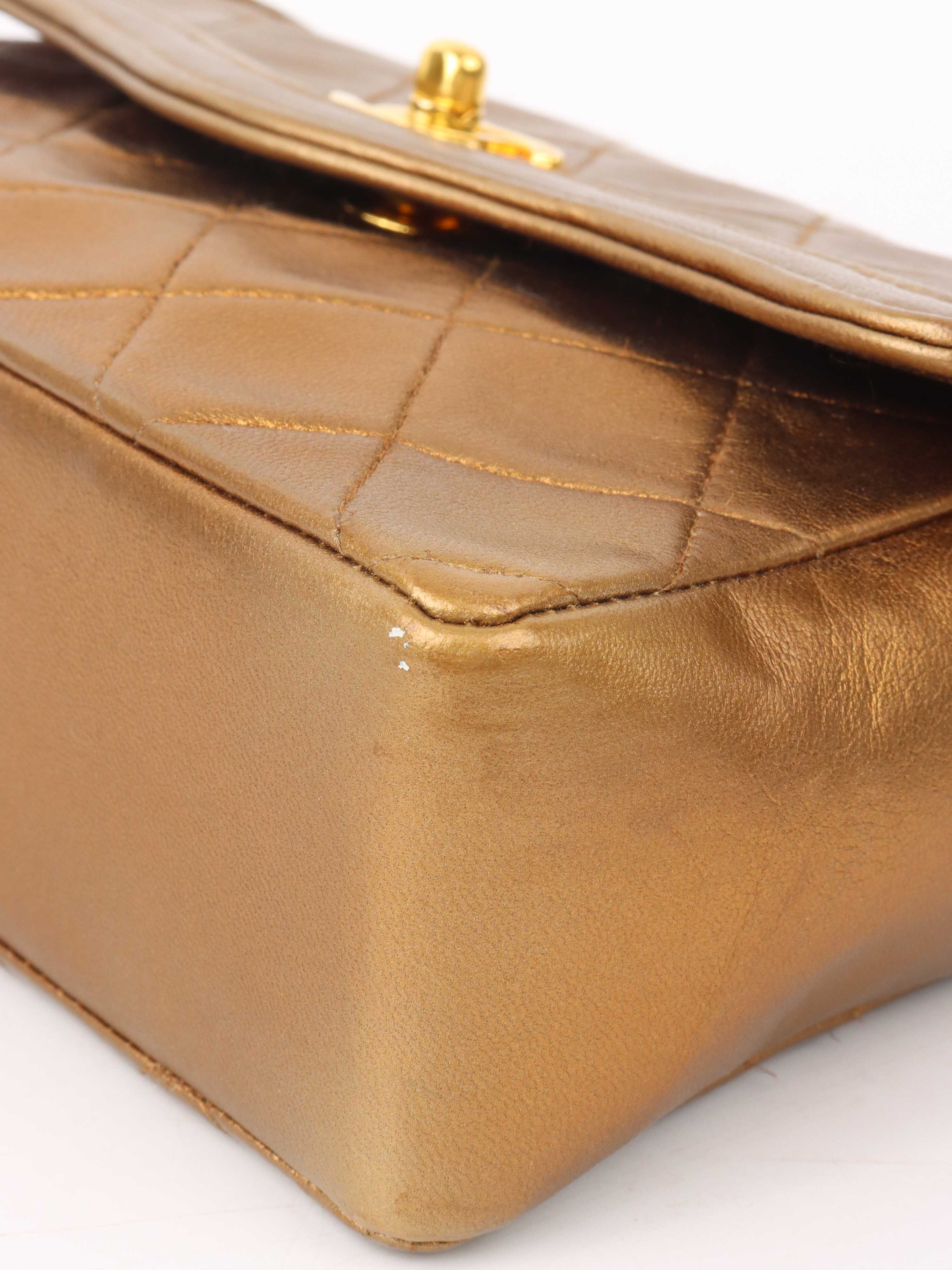Vintage Chanel Gold Metallic Chain Bag - Luxury Crossbody Purse for Women, Perfect for Evening Parties & Special Occasions