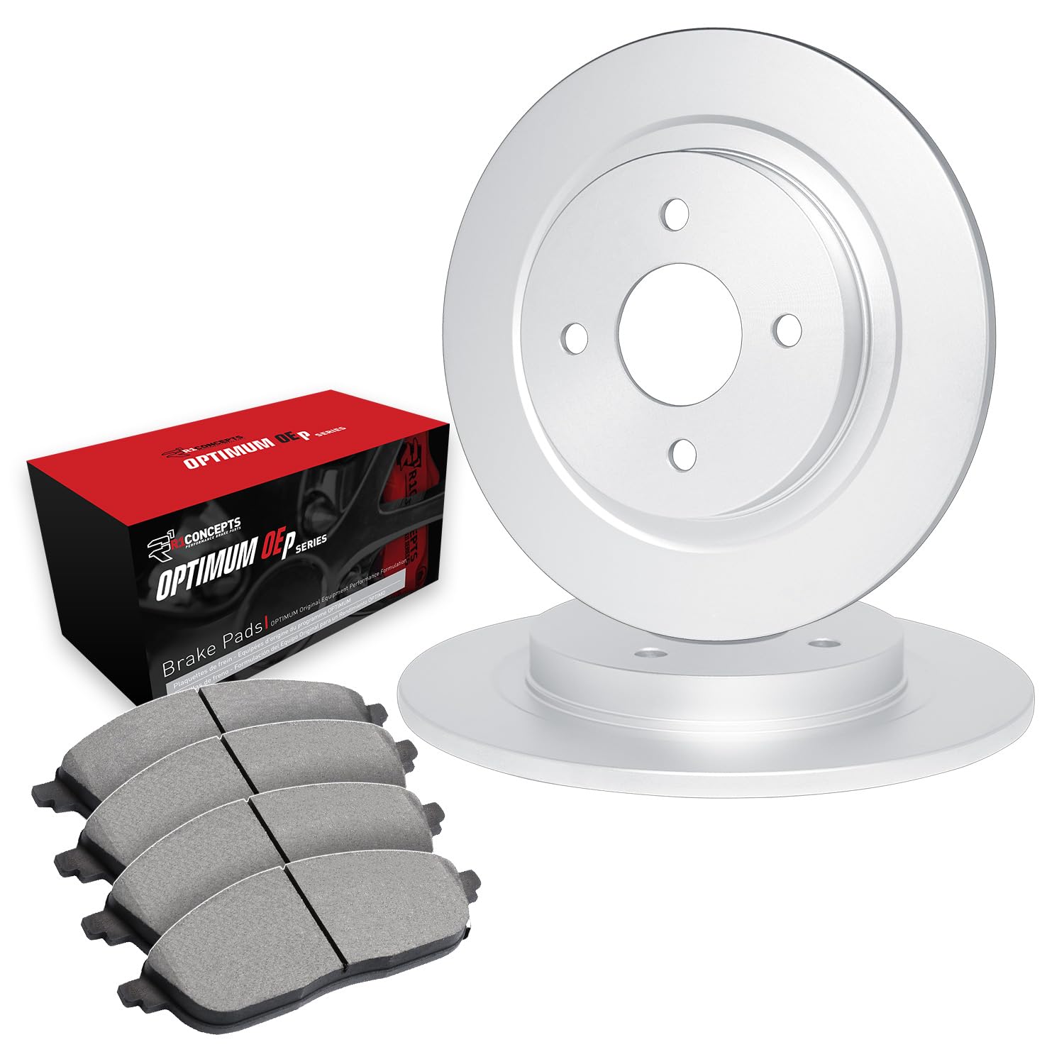 R1 Concepts Premium Ceramic Front Brake Pads and Rotors Kit - Compatible with 1989-1991 Peugeot 405 | High-Performance Braking System for City Driving & Highway Safety