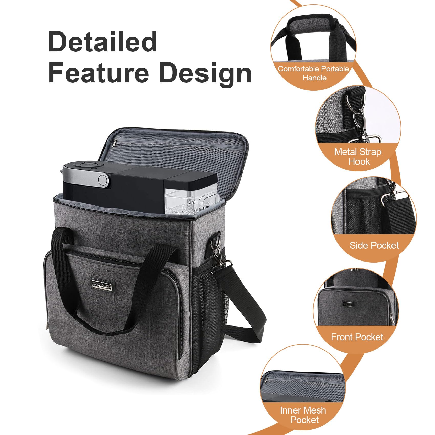 Portable Keurig Coffee Maker Travel Bag - Compatible with K-Mini, K-Mini Plus, K-Express & K-Iced | Compact Carrying Case with Adjustable Shoulder Strap | Perfect for Travel, Camping & Office Use (Grey)