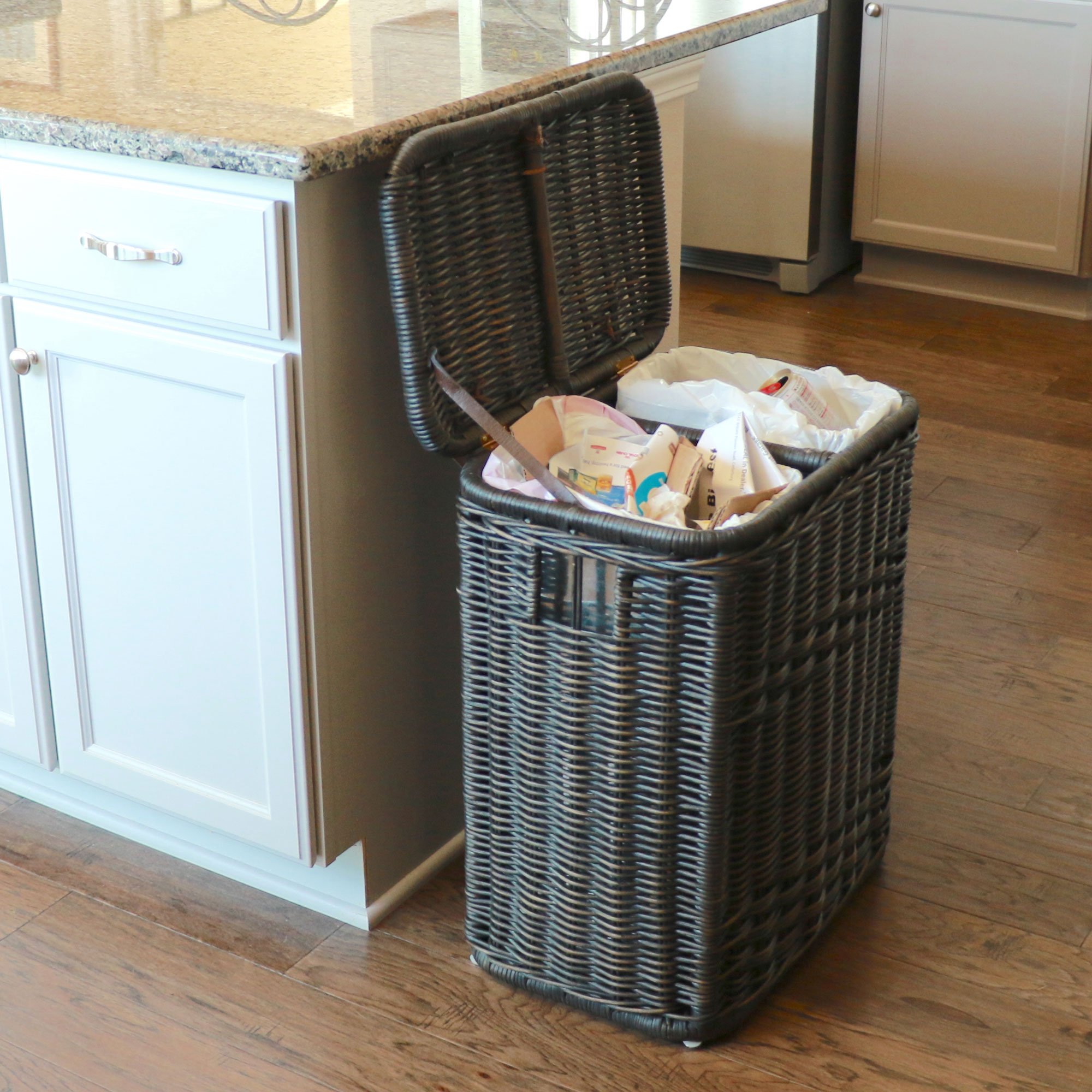 Divided Wicker Recycling Basket with Removable Metal Liner - 20