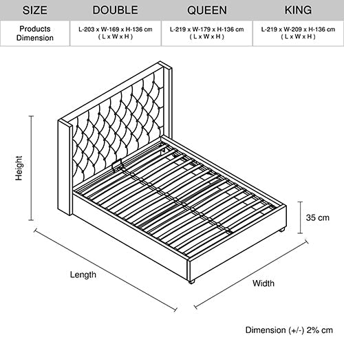 Luxury Veronica Double Size Bed Frame with Grey Linen Fabric - Sturdy Platform Bed for Master Bedroom, Guest Room & Dormitory