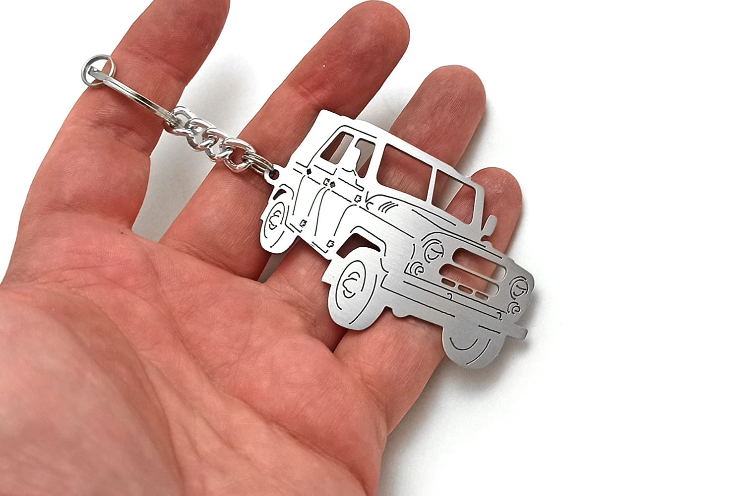TXM Stainless Steel UAZ-469 1971 Keychain - Laser Cut 3D Car Body Profile Design Key Ring for Classic Car Enthusiasts | Perfect Gift for Jeep Lovers & Military Vehicle Collectors
