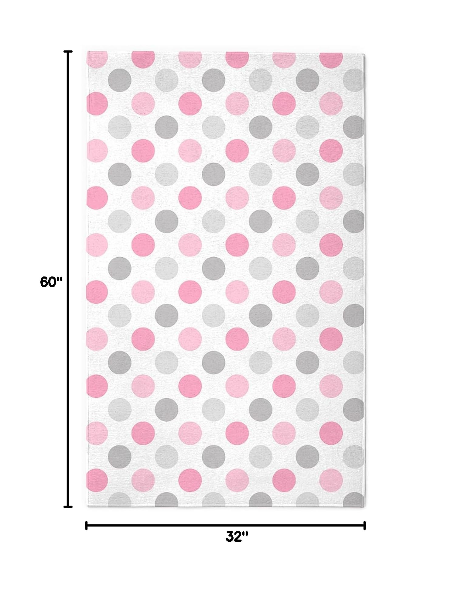 Stylish Pink & Gray Polka Dot Area Rug - Soft Fabric Throw Rug for Living Room, Bedroom, or Nursery Decor | Non-Slip Decorative Floor Mat