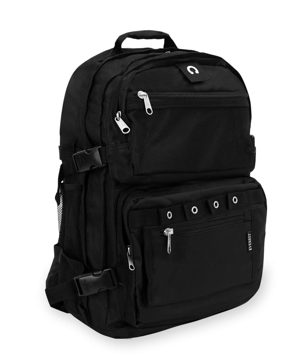 Everest Deluxe Oversize Travel Backpack - Large Black Durable Carry-On Backpack for Hiking, Camping & Airplane Travel