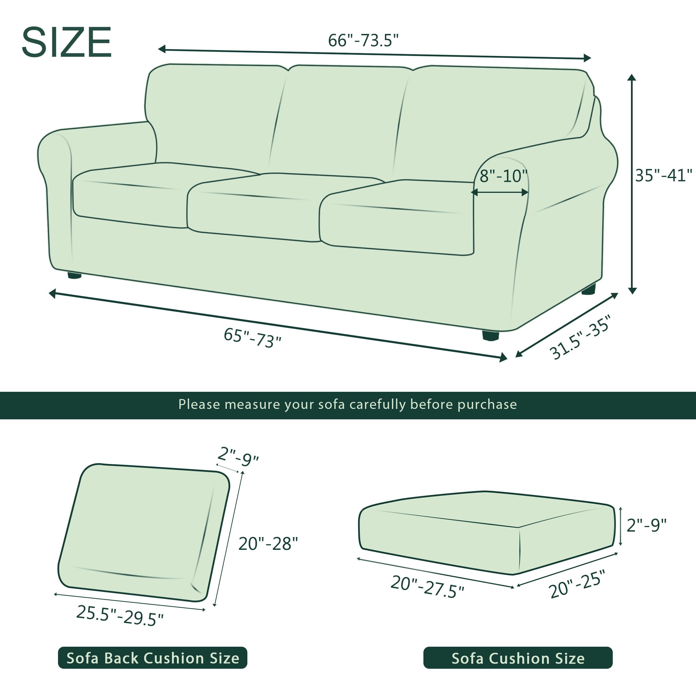 CHUN YI 7-Piece Stretch Sofa Slipcover for 3-Cushion Couch - 3 Seater Couch Cover with Separate Backrest & Cushion Covers, Anti-Slip Washable Furniture Protector for Pets (Large, Black) - Perfect for Pet Owners & Home Decor