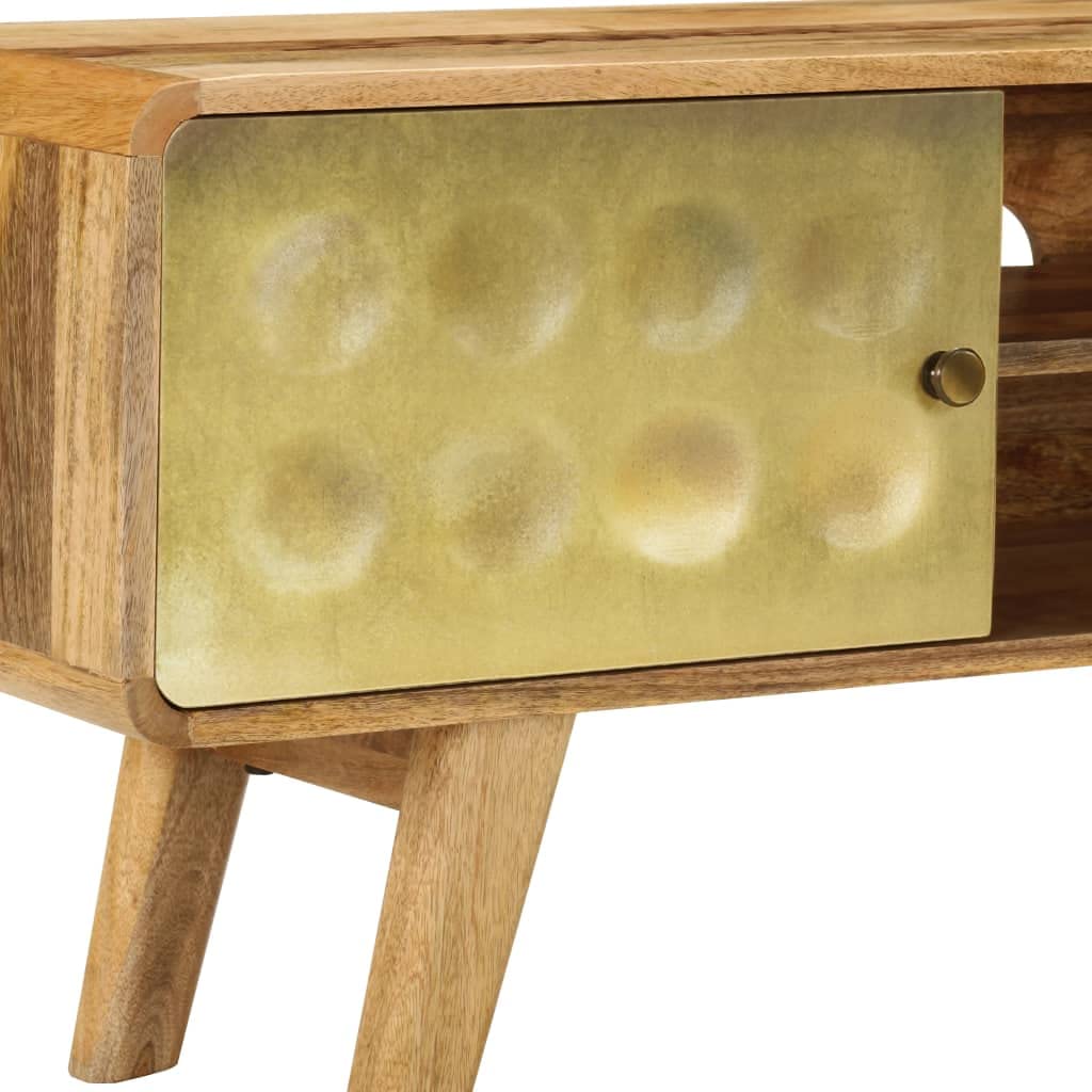 Vintage Mid-Century Modern TV Stand - 50 Inch Solid Mango Wood Entertainment Center with Storage (47.2