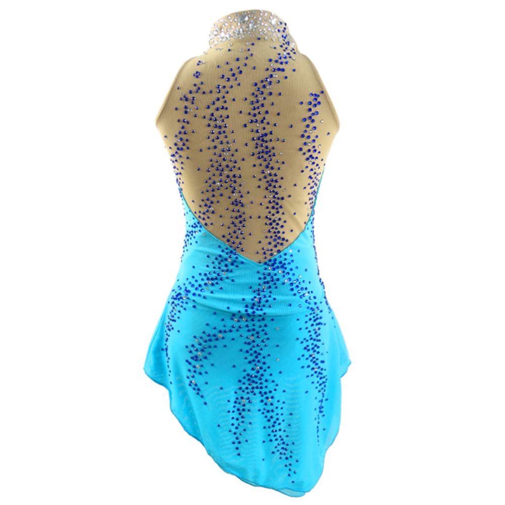 Women's Sleeveless Ice Skating Dress with Diamond Print - Competition & Performance Figure Skating Outfit for Girls & Ladies - Perfect for Ice Shows, Competitions and Practice Sessions
