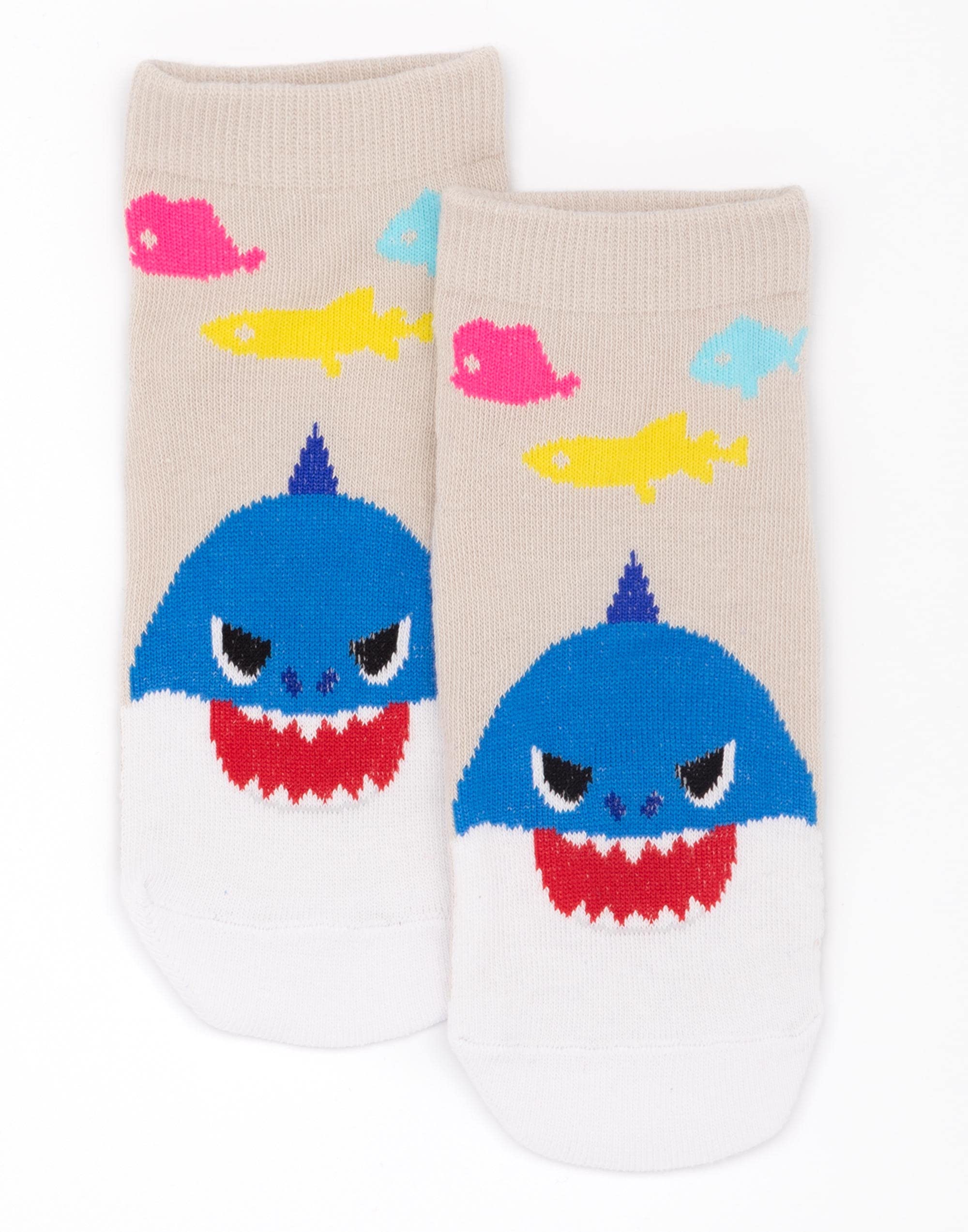 Baby Shark Socks 5-Pack for Kids - Soft Cotton Toddler Socks for Boys & Girls (Blue/Cream) | Shark Family Song Inspired Footwear | Perfect for Playtime, School & Family Matching Outfits
