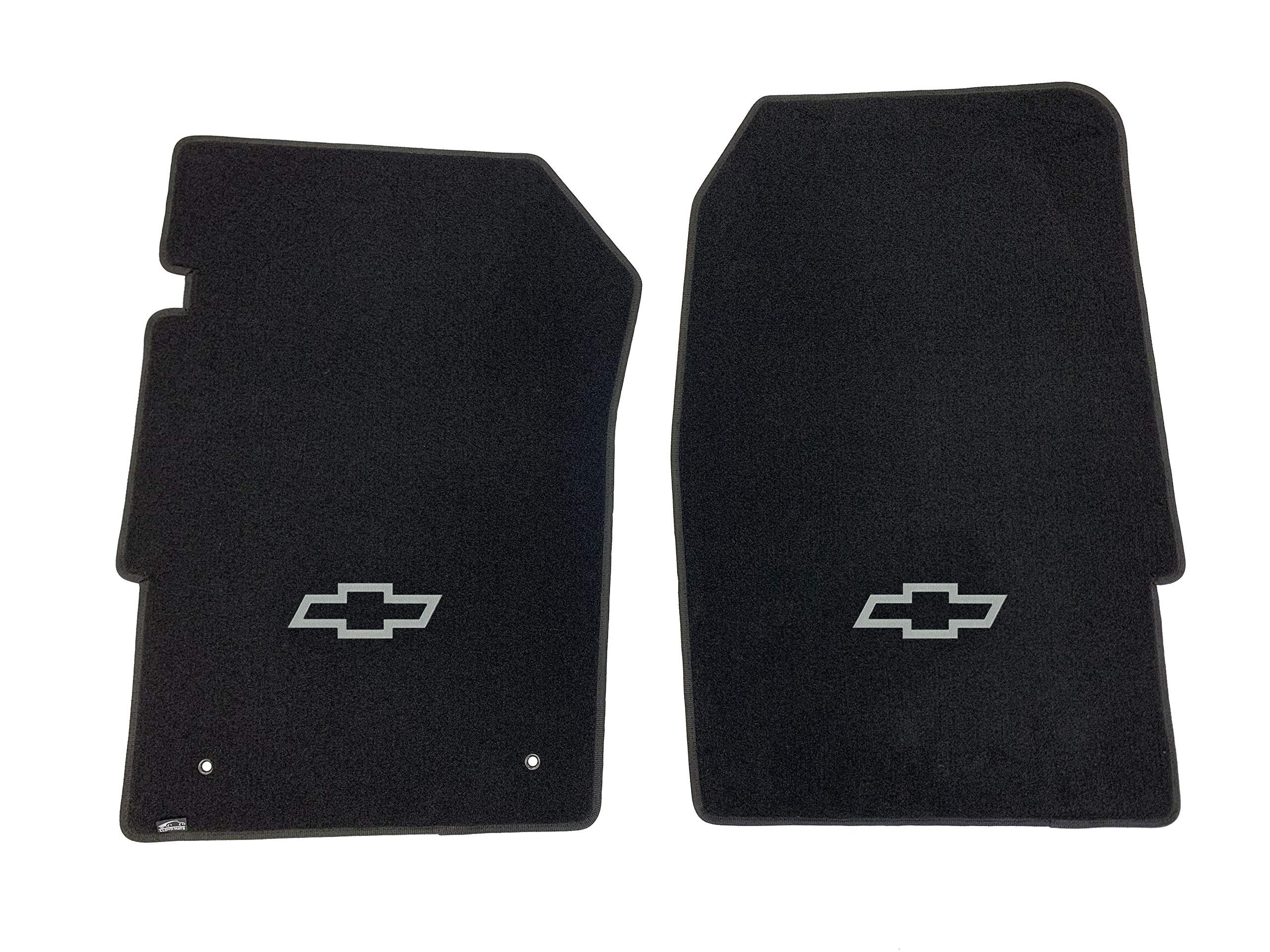 Lloyd Mats Custom Fit Carpeted Floor Mats for Chevy C/K Pickup 1971-1972 - Premium Luxury Car Floor Liners (Black, 2-Piece Set with Silver Bowtie) | All-Weather Protection & Enhanced Interior Style
