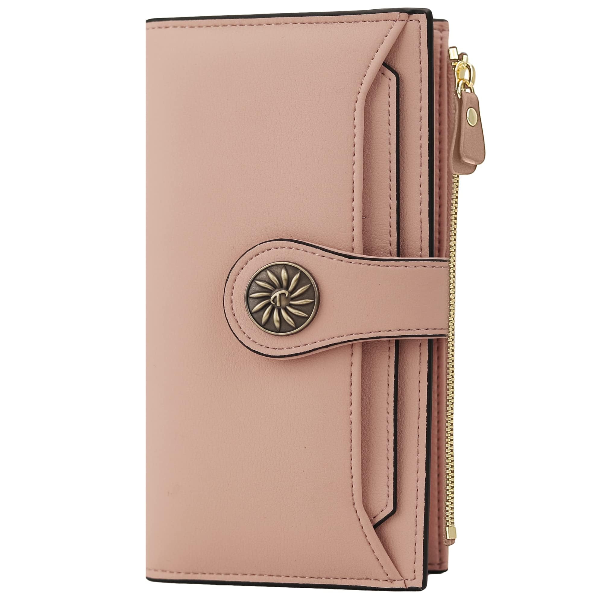 Travelambo Women's RFID Blocking Luxury Waxed Leather Wallet – Large Capacity Multi-Card Organizer & Clutch Purse for Everyday Use, Travel, and Business
