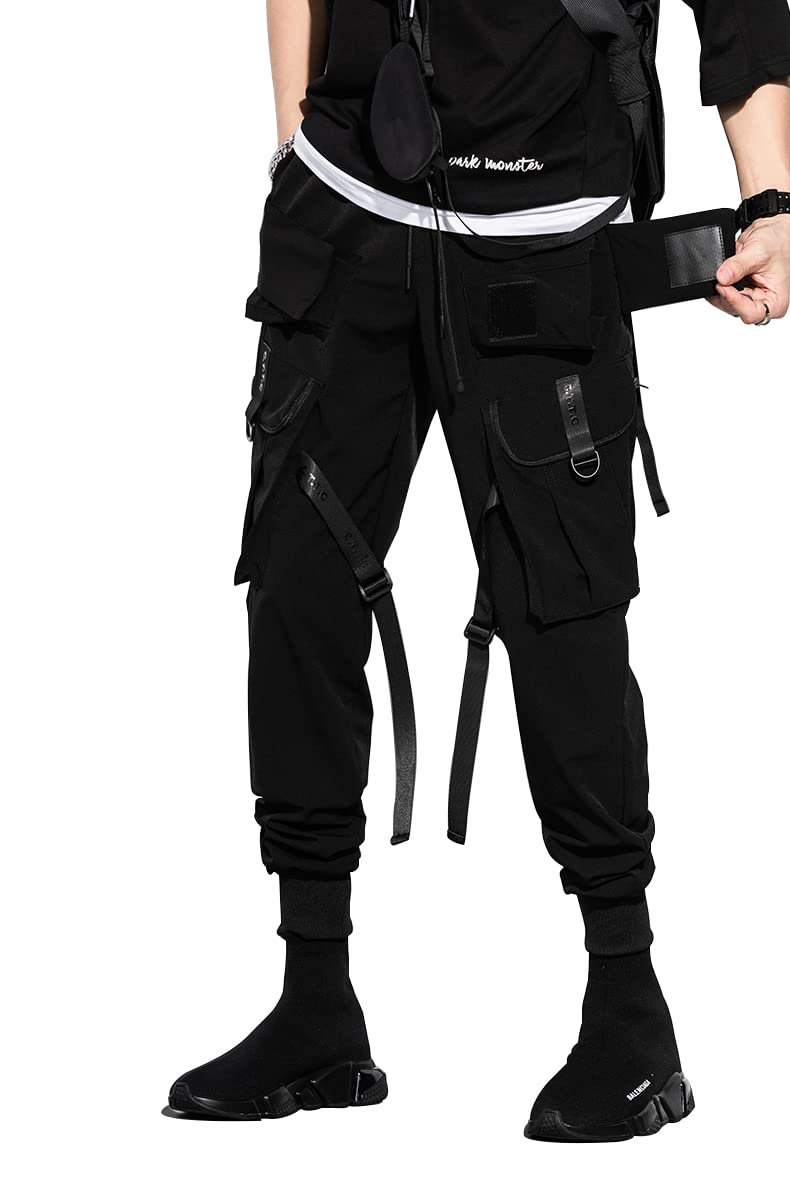 DUDHUH Men's Cargo Pants - Techwear Hip Hop Harem Jogger Pants for Streetwear & Tactical Fashion | Perfect for Urban Style, Gym Workouts & Outdoor Adventures