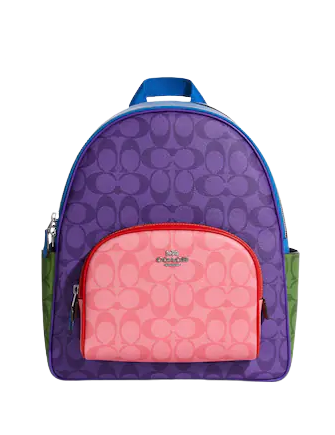 Coach Court Backpack in Blocked Signature Canvas - Stylish & Durable Laptop Backpack for Women & Men - Perfect for Work, School & Travel
