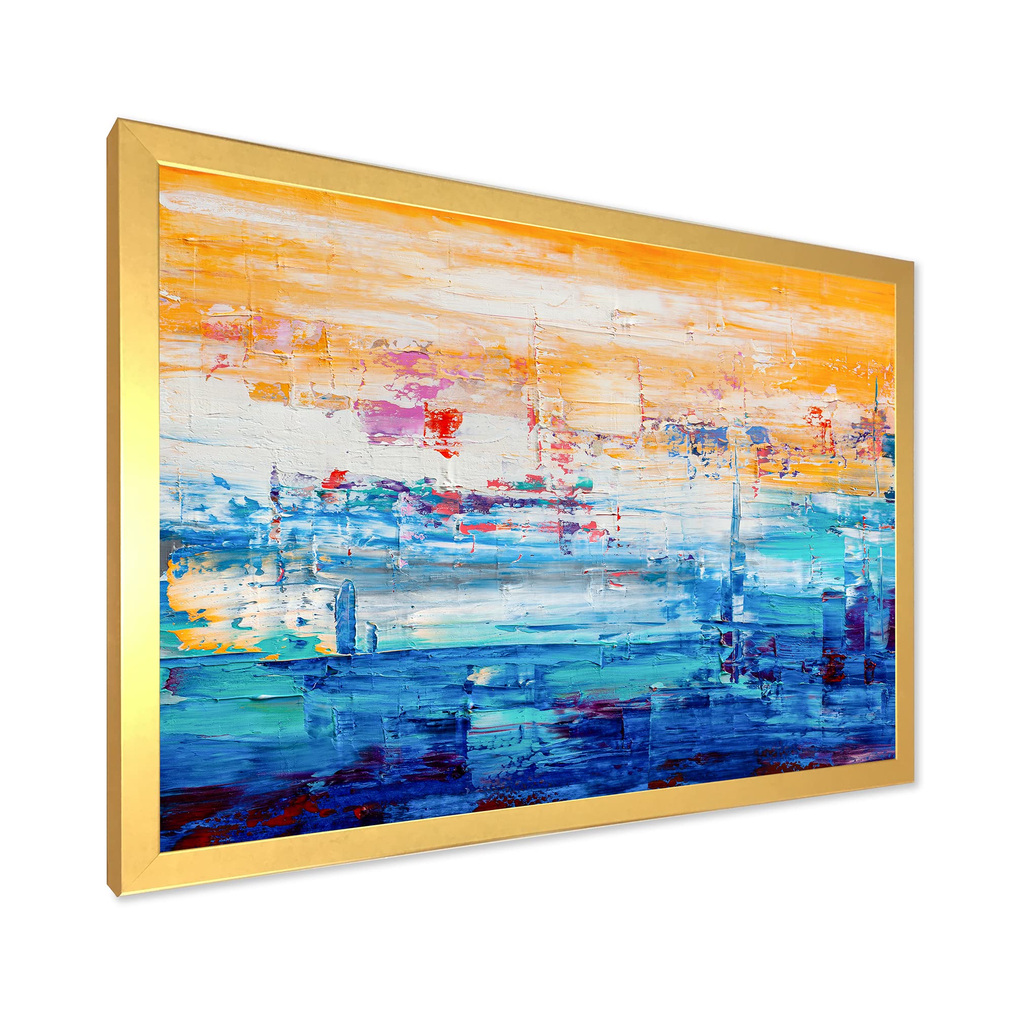 Orange Meets Blue Abstract Modern Framed Wall Art - Contemporary Home Decor for Living Room, Bedroom & Office - Perfect Gift for Housewarming & Interior Design
