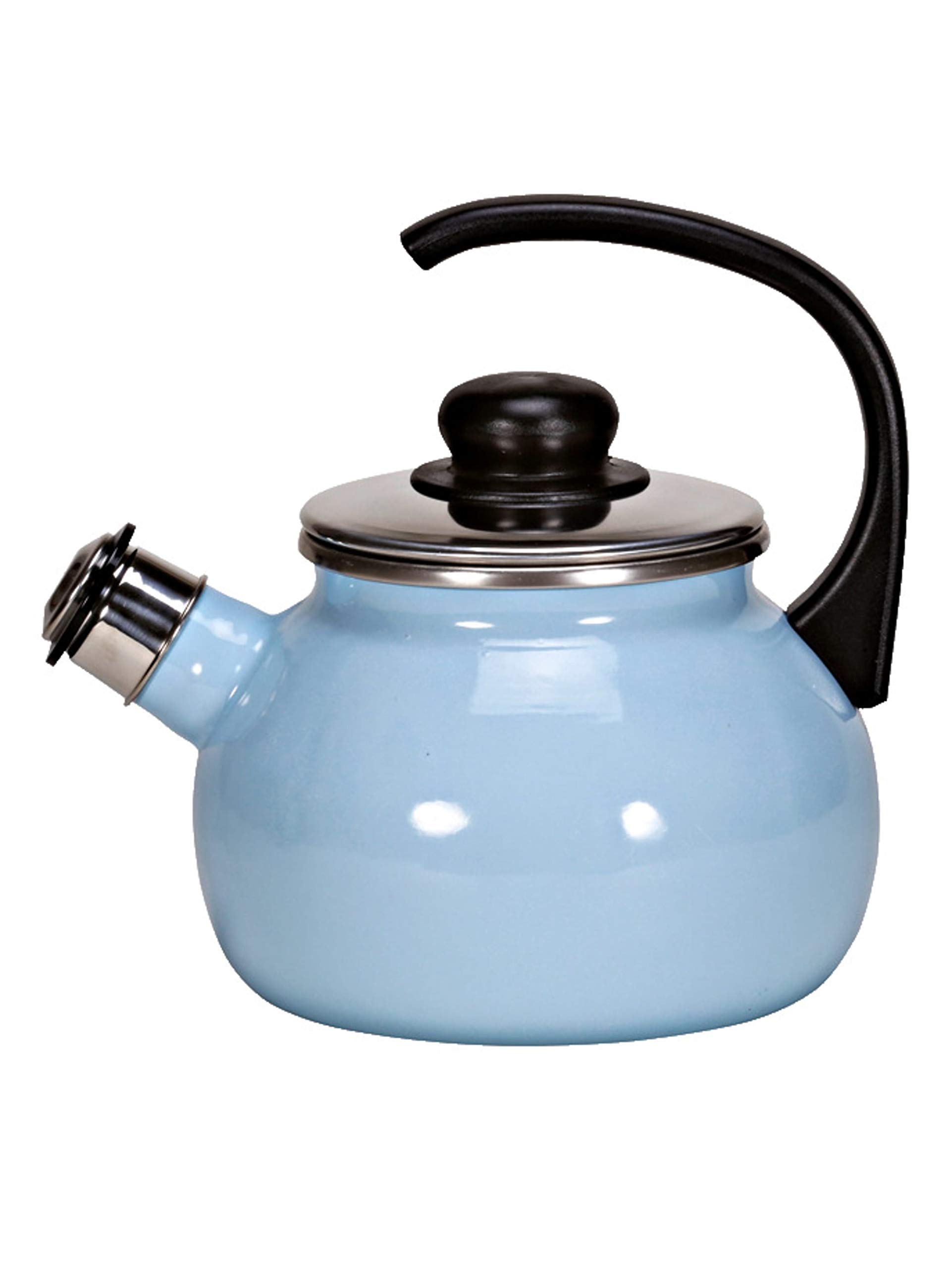 Karl Kruger Sylt Pastell Series Flute Kettle with Black Handle, 2 Liter - Elegant Tea Kettle for Stovetop & Induction - Perfect for Home, Kitchen & Tea Lovers