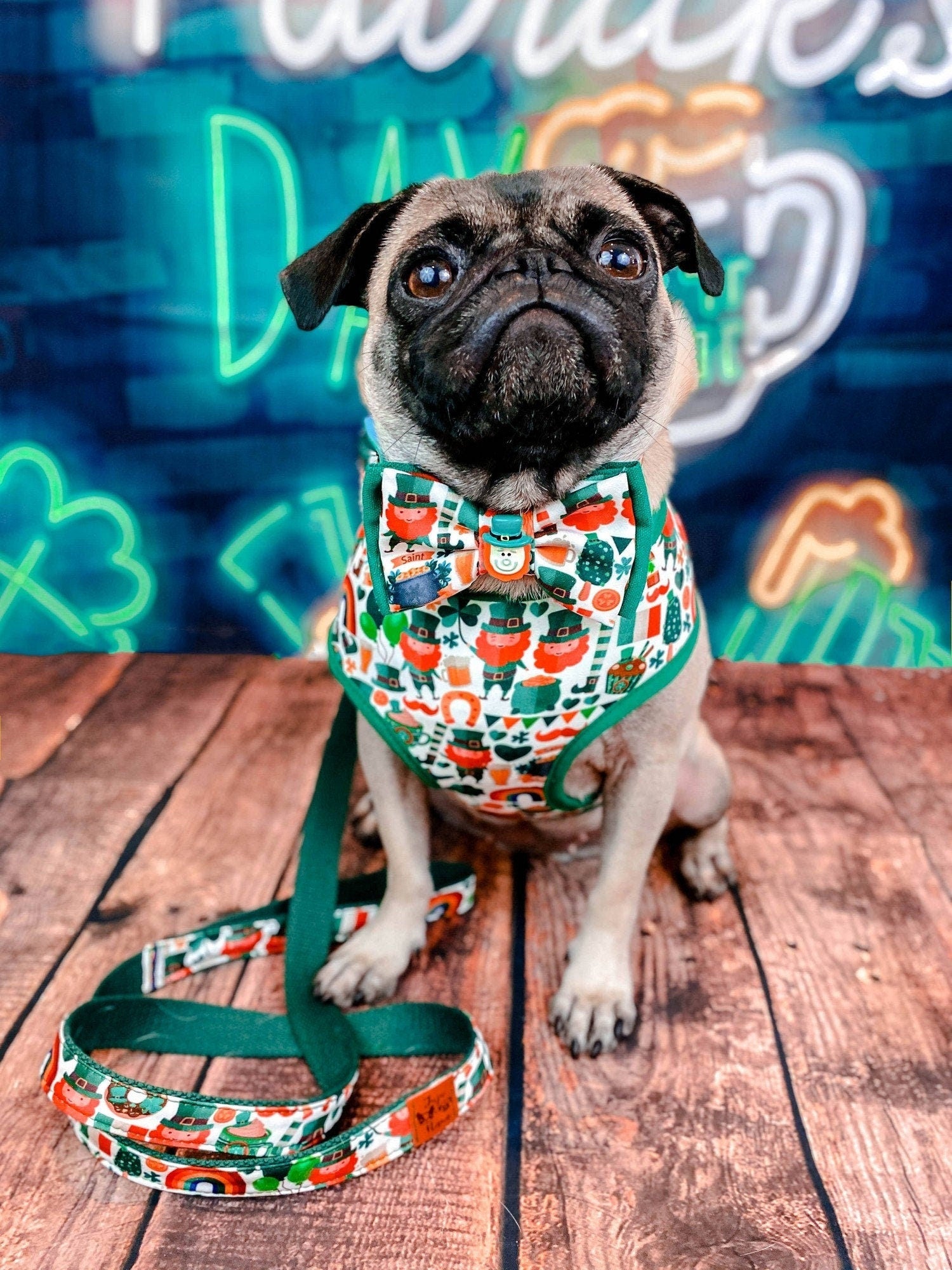 St. Patrick's Day Dog Collar Bow Tie - Leprechaun Green Pet Accessory for Irish Festivals & St. Paddy's Day Parties - Perfect for Dogs & Small Pets