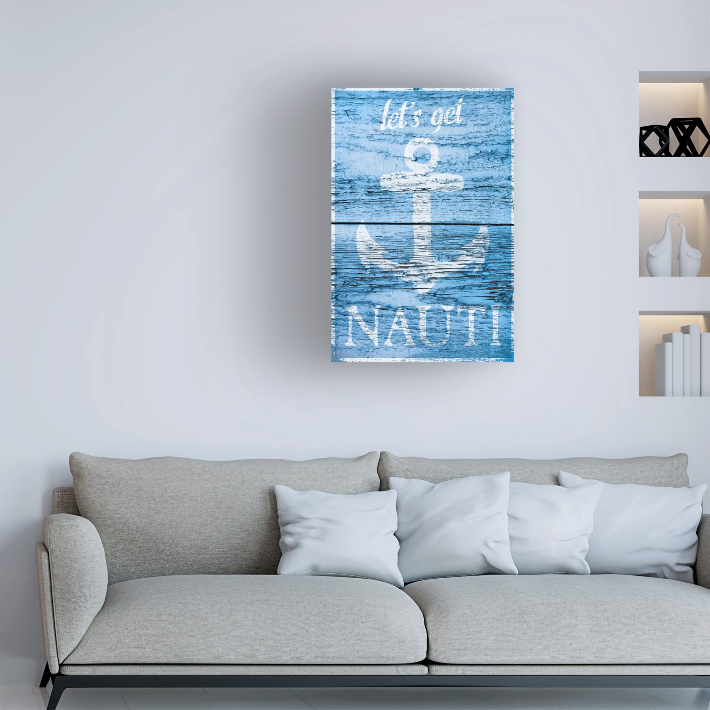 Trademark Fine Art 'Let's Get Nauti' Canvas Wall Art by Cora Niele - Nautical Decor for Beach House, Living Room & Office