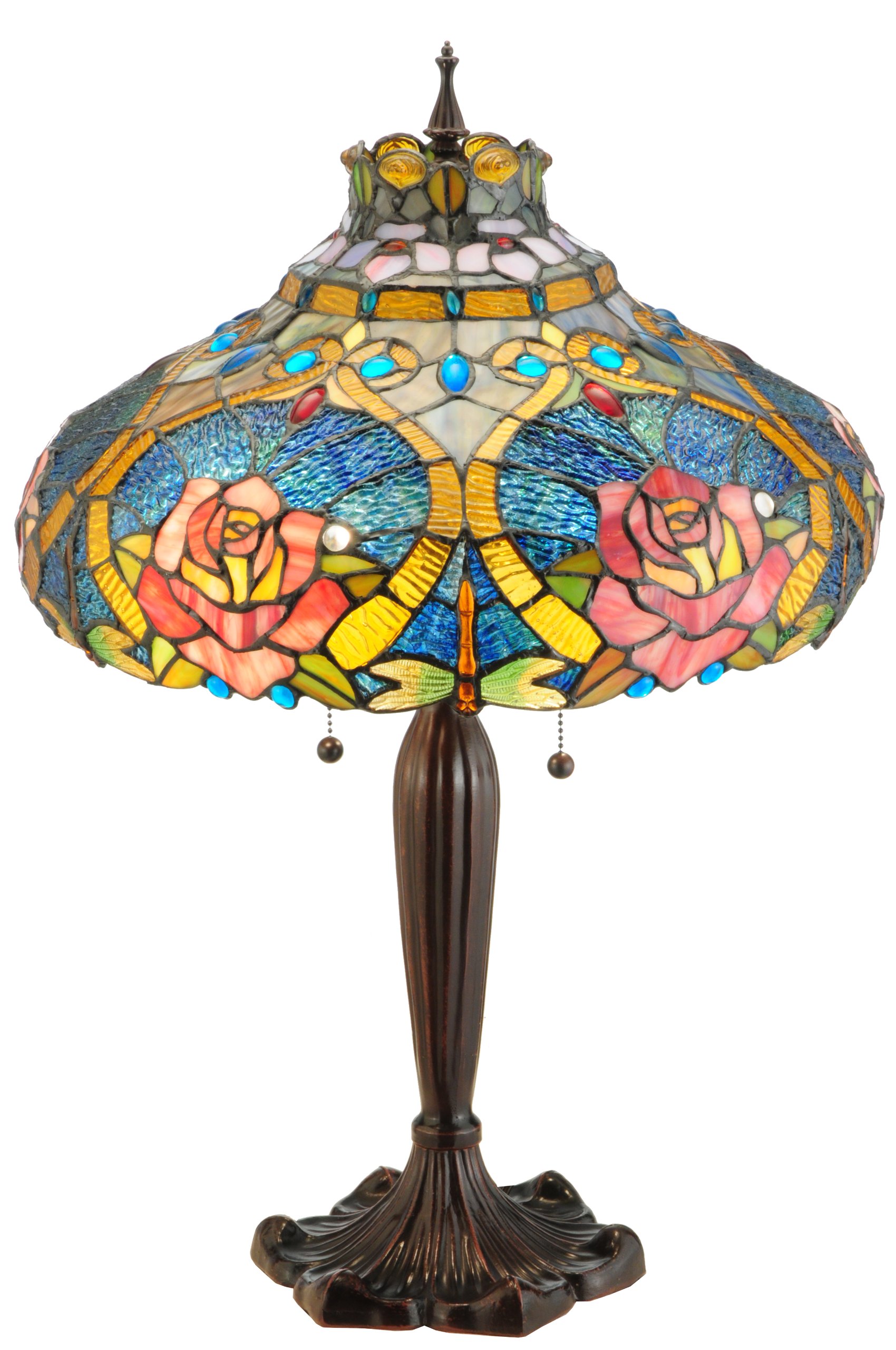 Meyda Tiffany Stained Glass Dragonfly Rose Multi-Color Table Lamp - Elegant Home Decor for Living Room, Bedroom & Office Lighting