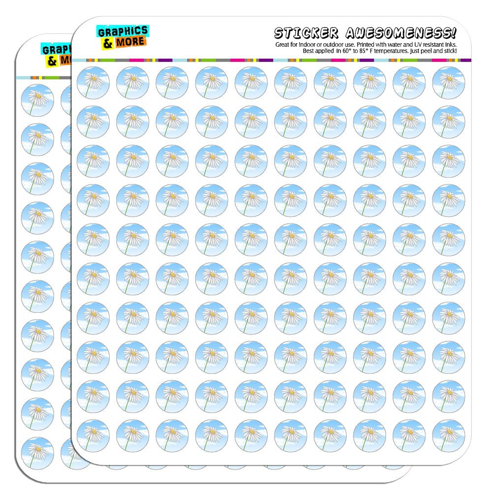 Daisy Flower 0.5 Inch Planner Stickers for Bullet Journals, Scrapbooks & DIY Crafts - Opaque Adhesive Decals for Calendars, Planners and Memory Books