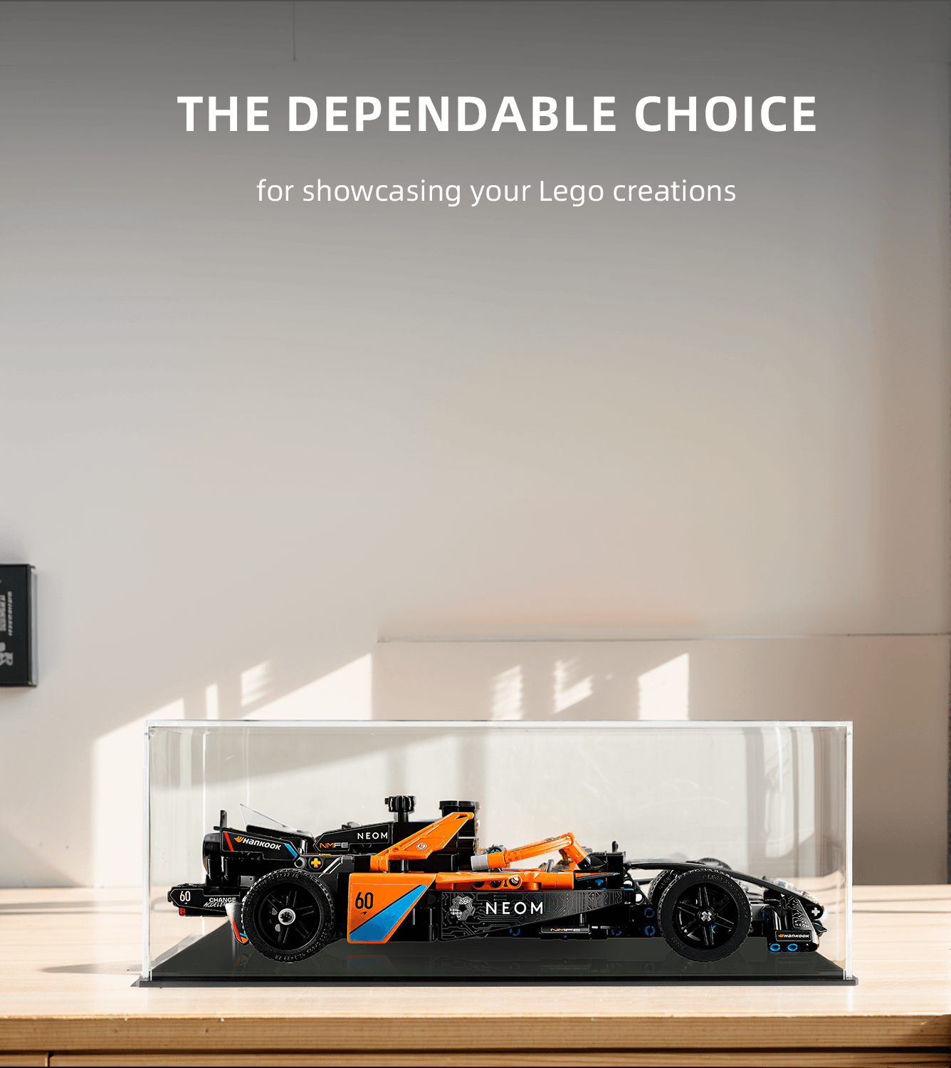 LEGO NEOM McLaren Formula E Team 42169 Display Case - Protective Showcase for LEGO Racing Car Model - Perfect for Home Decoration, Office Display & Collectors Showcase