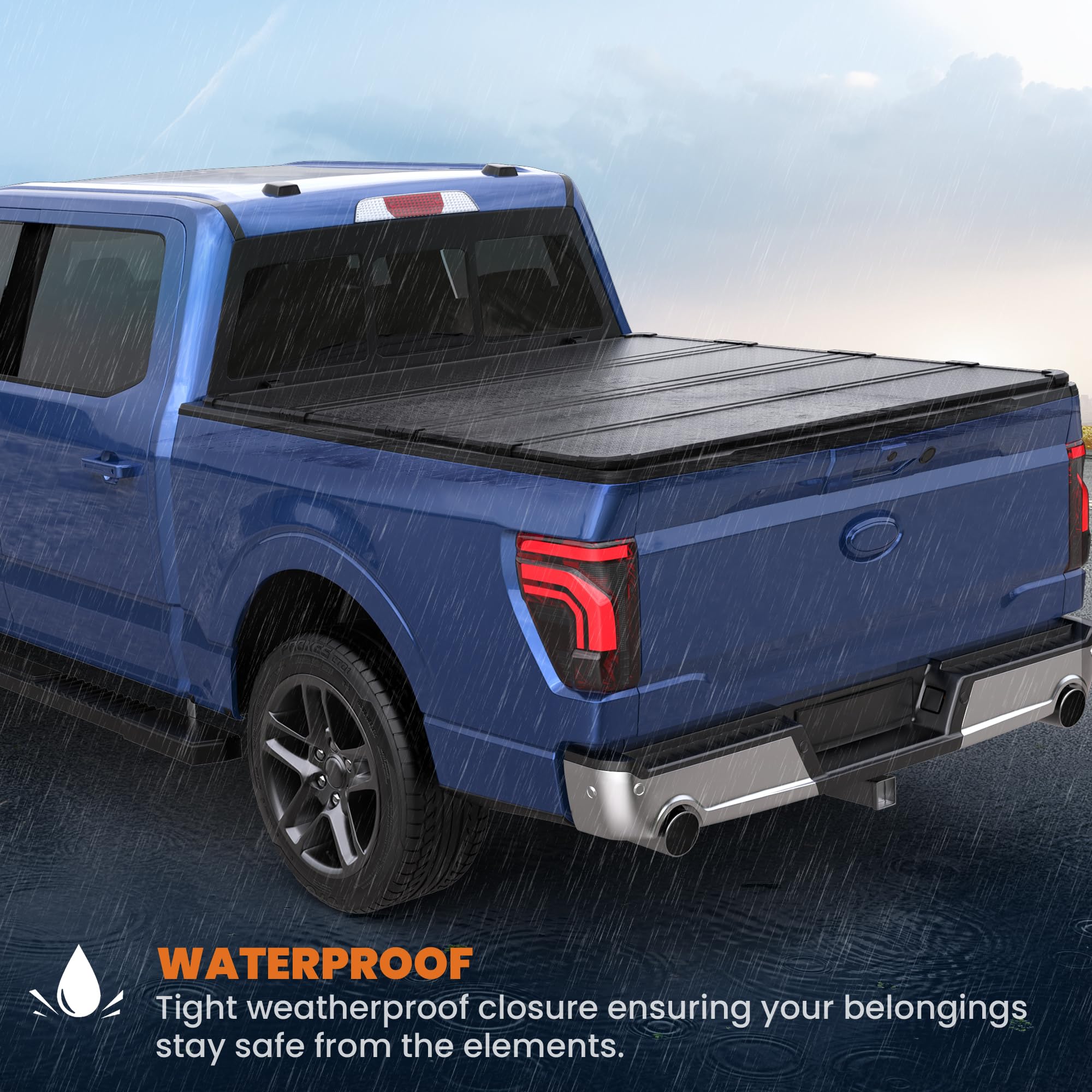 Hard Quad Truck Bed Tonneau Cover for 2015-2025 Ford F150 F-150 Styleside (5.5' Bed) - Waterproof & Durable Pickup Truck Accessory for Camping, Work & Outdoor Adventures (Not Compatible with Flareside)