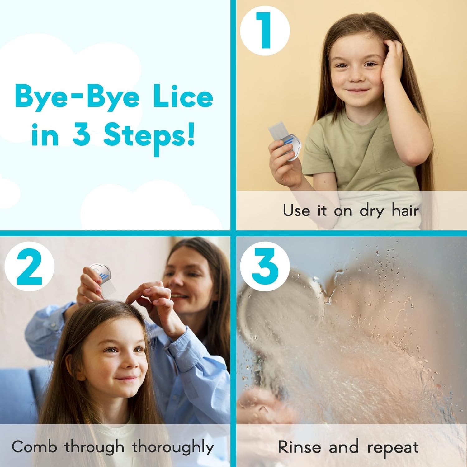 INSIME Steel Lice Comb for Kids, Women & Men | Professional Nit & Lice Egg Remover | Anti-Lice Treatment Comb for Head Lice Removal | Durable Stainless Steel Lice Comb for Home & Travel Use (Pack of 1)