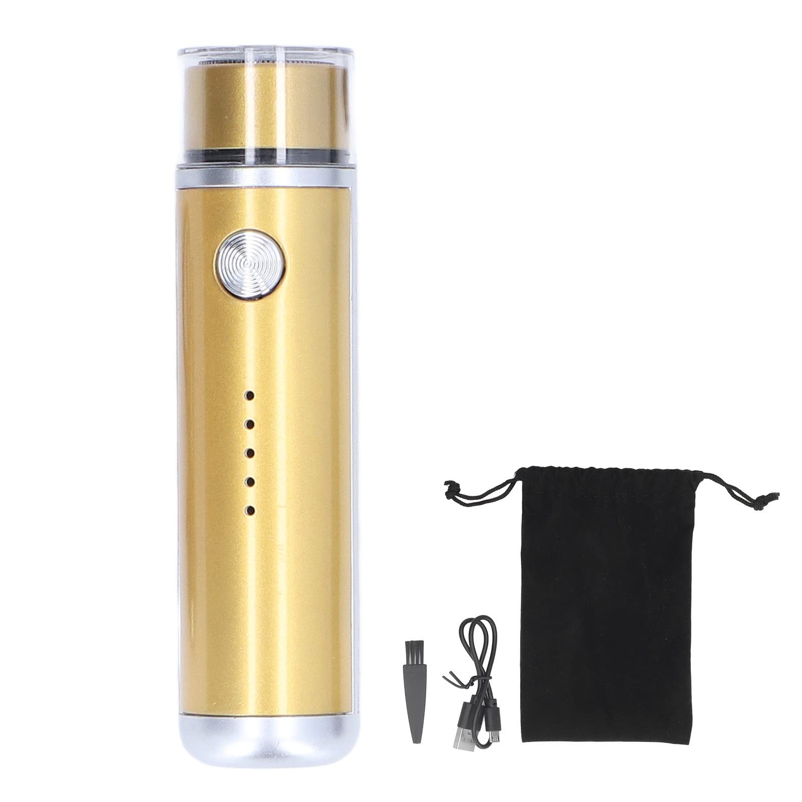 Portable USB Electric Mini Shaver for Men - Low Noise, Power Display, Gold - Perfect for Travel, Gym & Quick Grooming at Home or Office