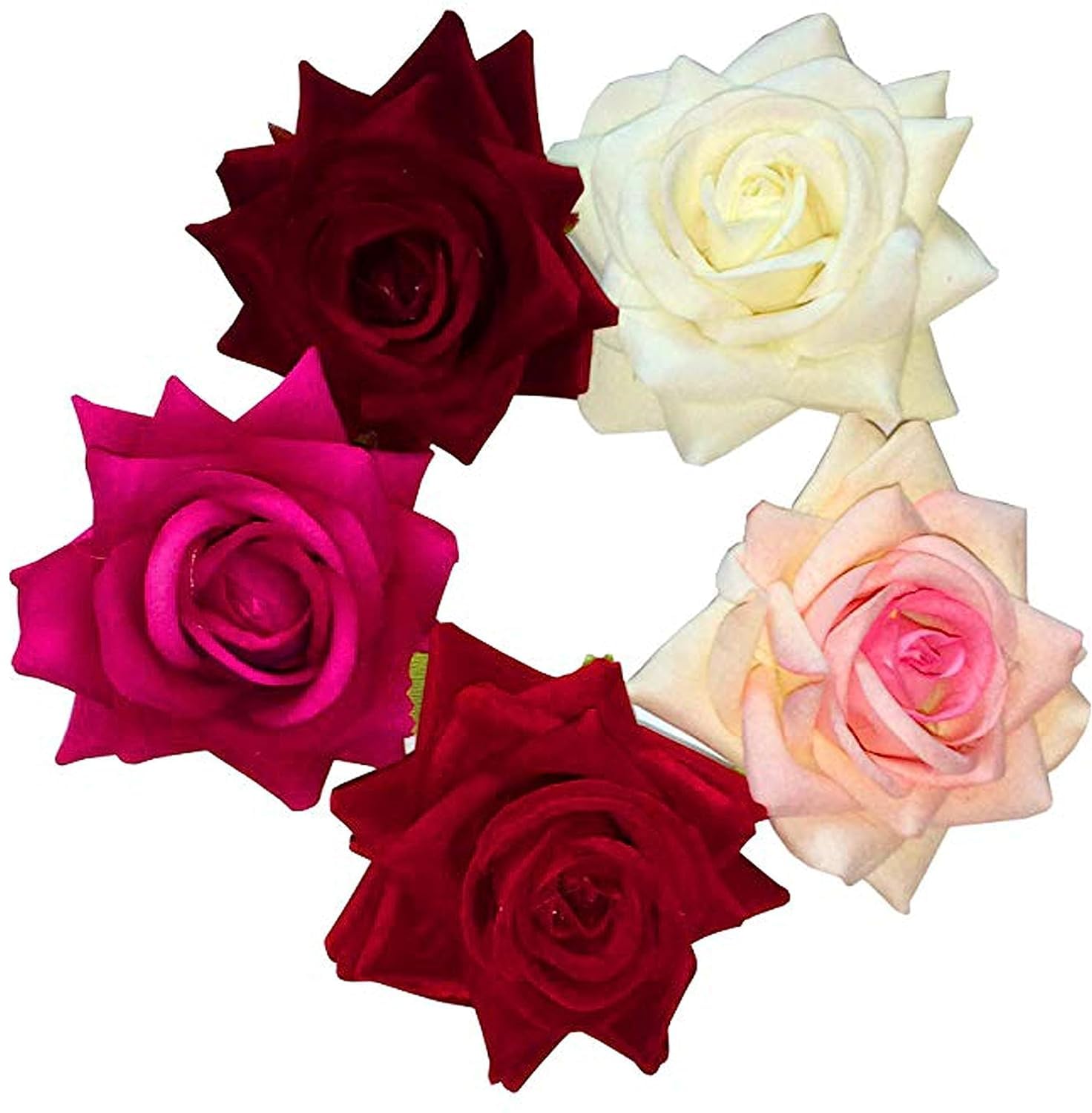 Rubella Hair Clips - 5pcs Colorful Flower Rose Hair Accessories Set for Women & Girls | Perfect for Bridal, Wedding, Party & Everyday Use