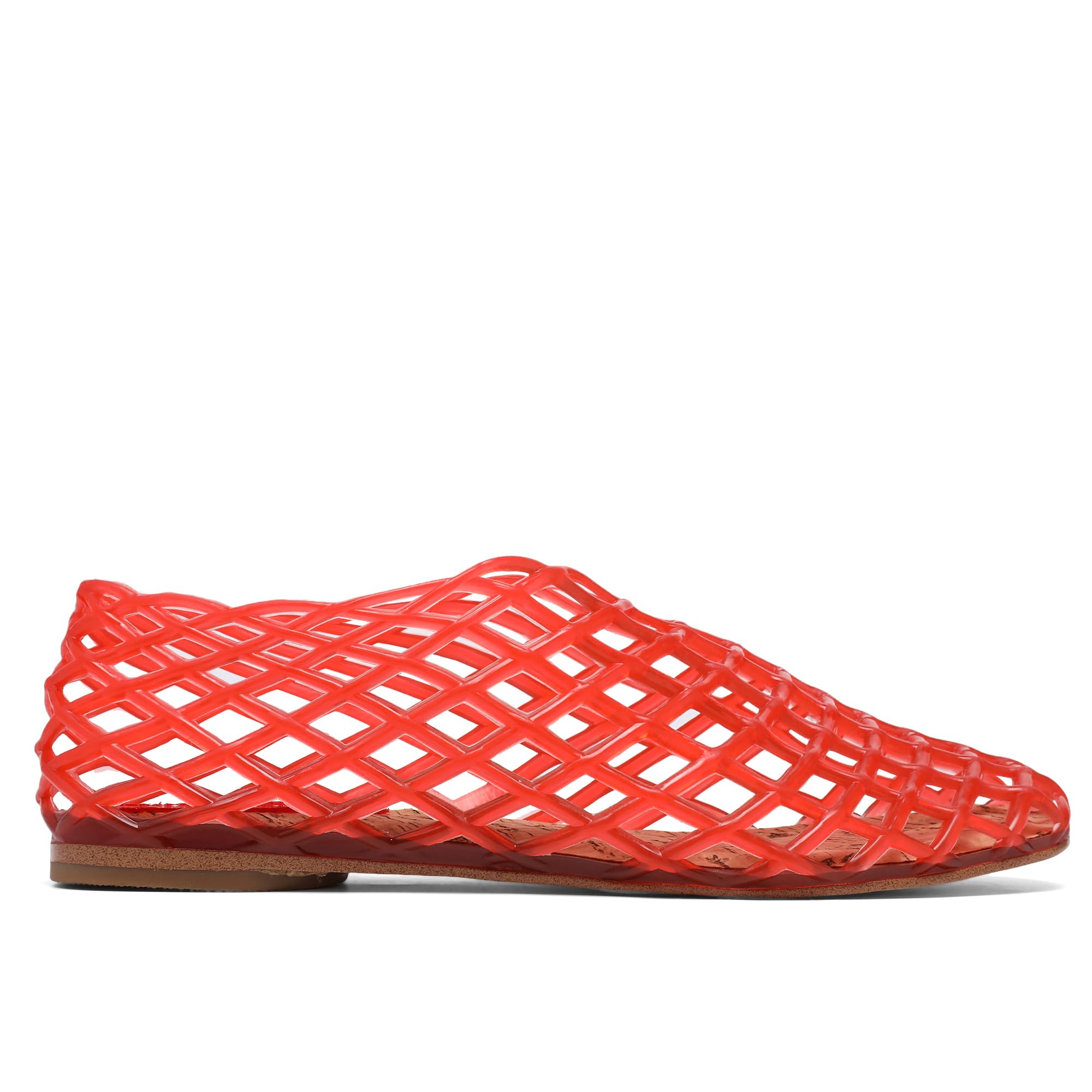 Women's Red Jelly Mesh Ballet Flats - Breathable Clear Hollow Jelly Sandals for Beach, Pool & Summer | Comfortable Ballerina Jellies Shoes for Casual Wear, Vacation & Outdoor Activities