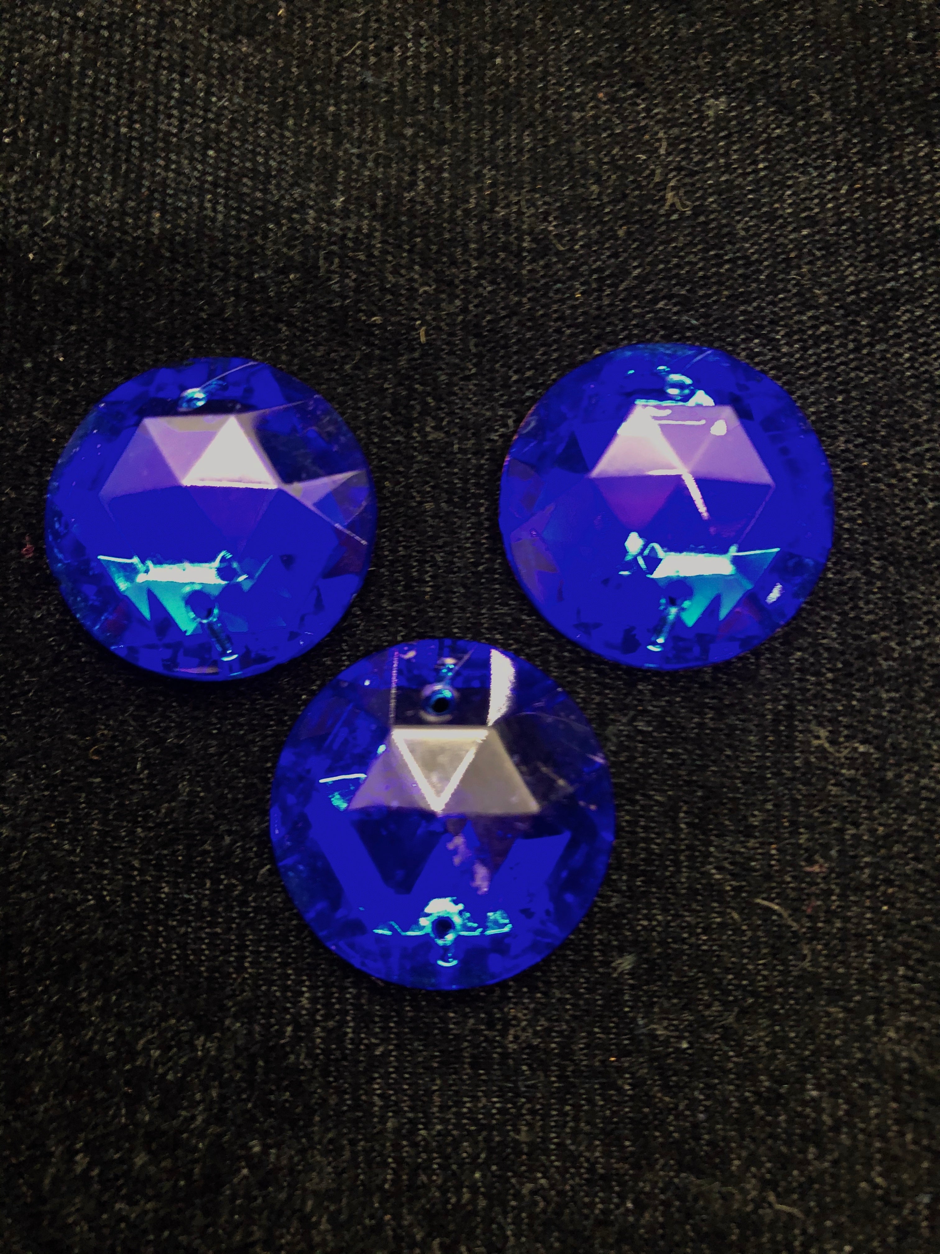 22mm Czech Sapphire Round Rhinestones - 3PK Sew On for DIY Clothing, Costumes & Accessories | Premium Quality Sparkling Gems