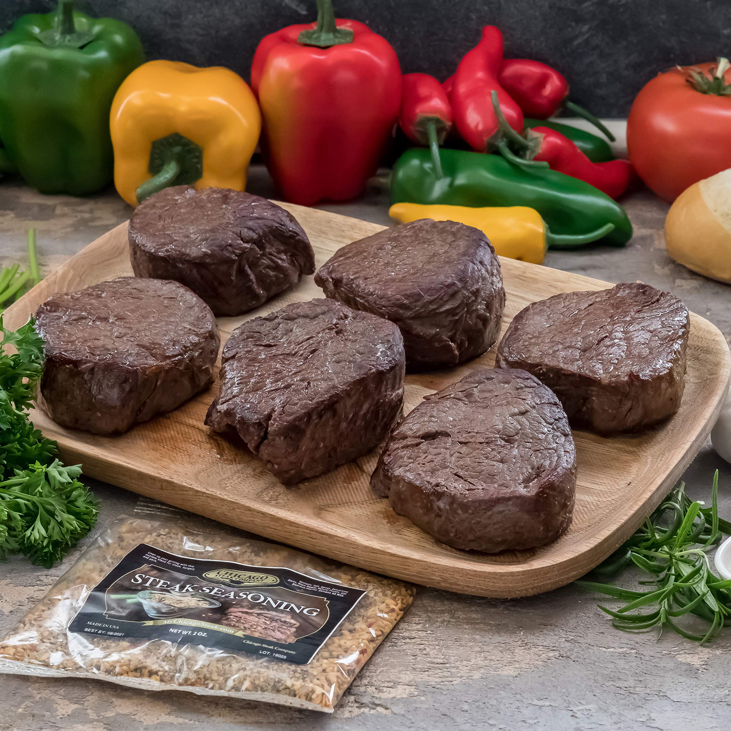 Premium 6-Pack Wet-Aged Filet Mignon Steaks (6oz Each) - Butcher's Choice Gift Box with Steak Seasoning - USDA Prime Beef for Grilling, Special Occasions & Gourmet Home Cooking - Perfect for BBQs, Dinner Parties & Romantic Meals