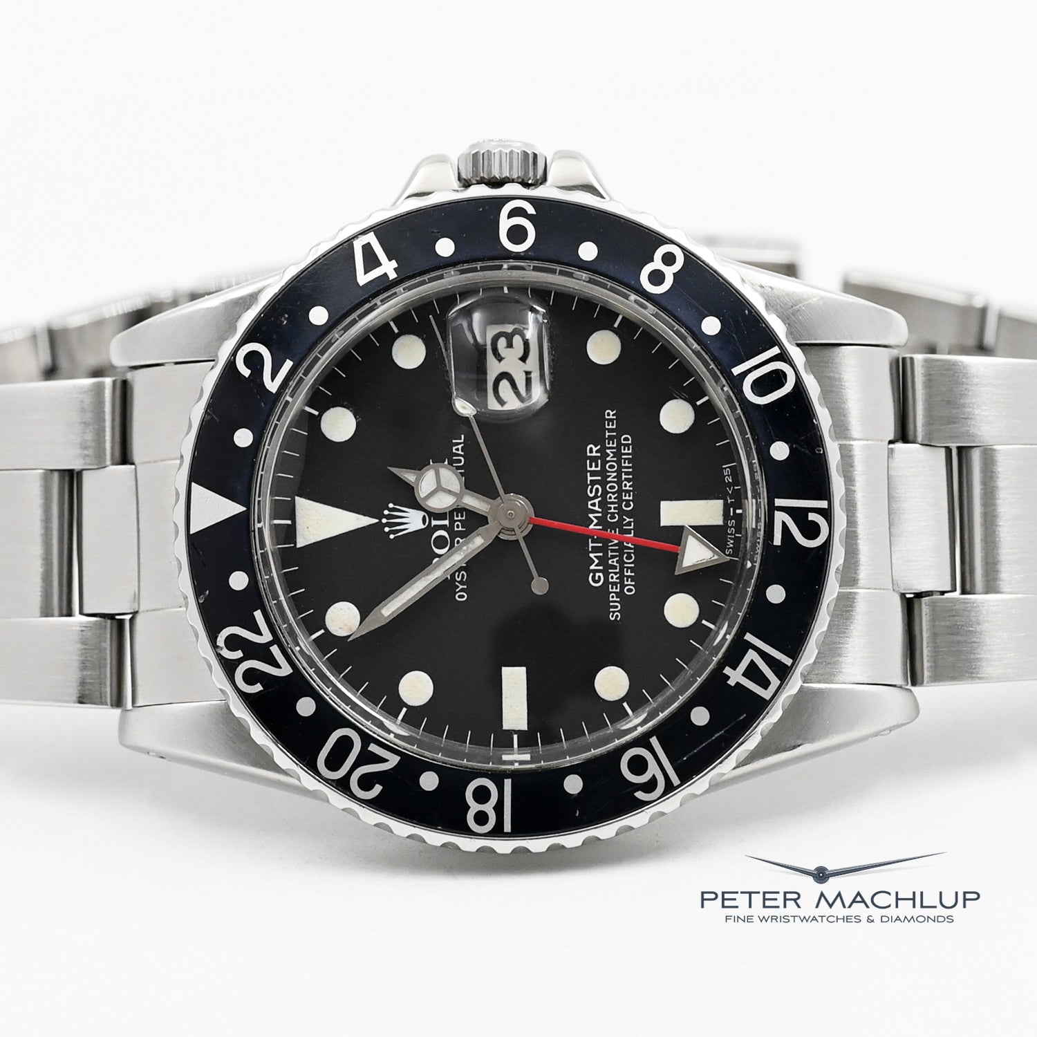 Vintage Rolex GMT Master 1675 Pepsi Bezel Stainless Steel Watch 1982 - Classic Luxury Timepiece for Travel, Business & Collectors