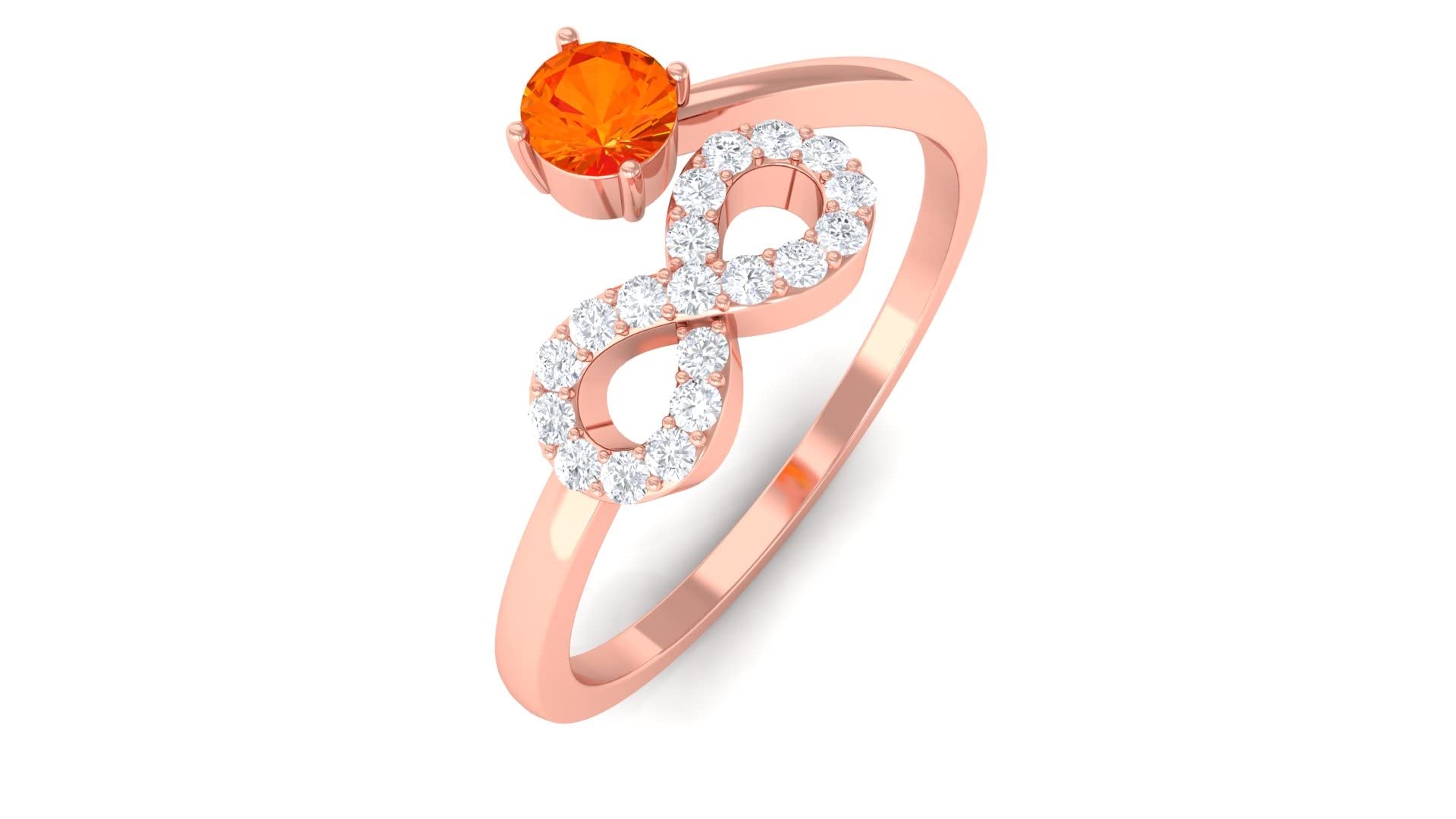 0.50 CT Natural Orange Sapphire & Diamond Ring for Women - 14K Solid Gold Promise Ring, Infinity Band - Perfect for Engagement, Anniversary & Special Occasions