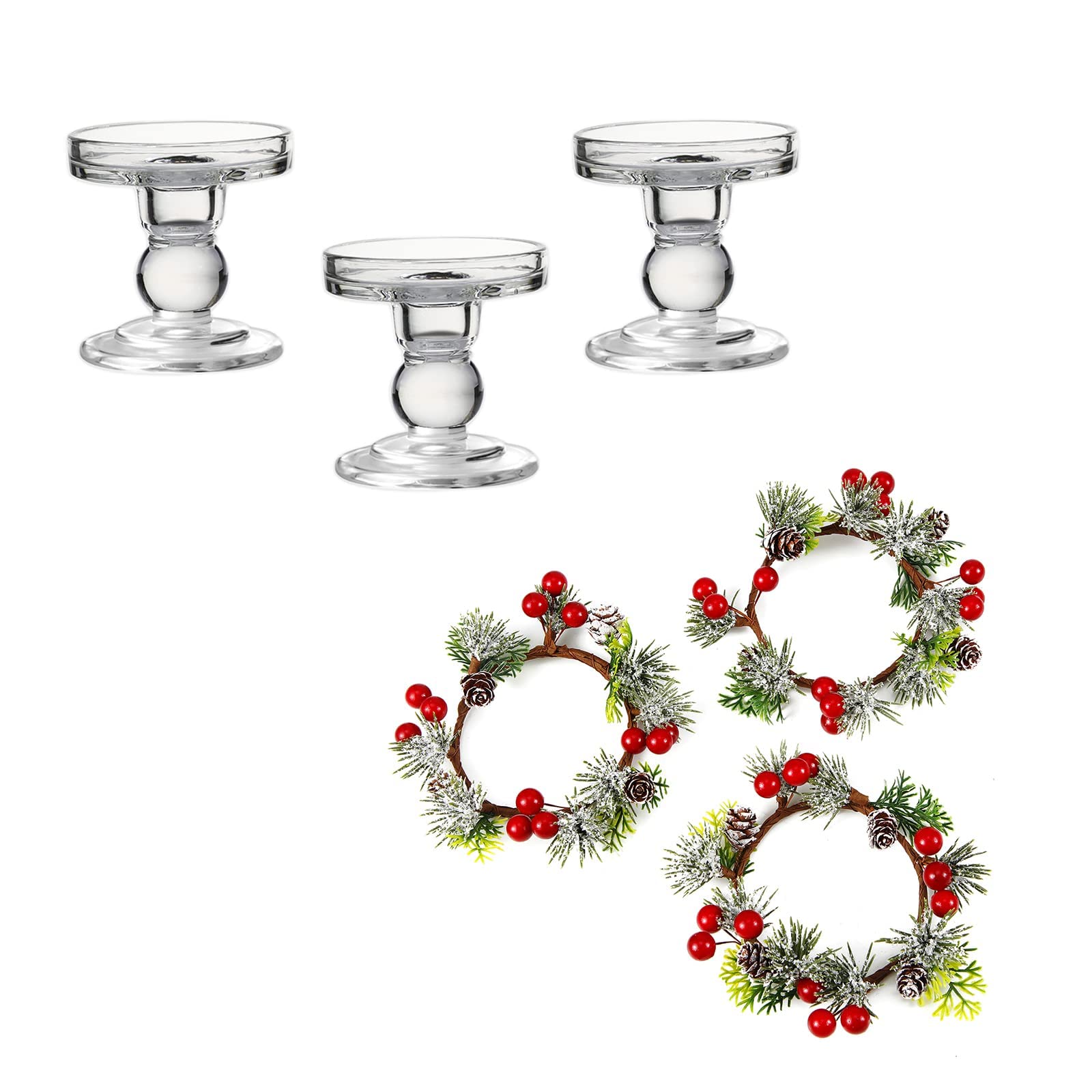 Elegant Glass Candle Holders - Set of 3 for 3