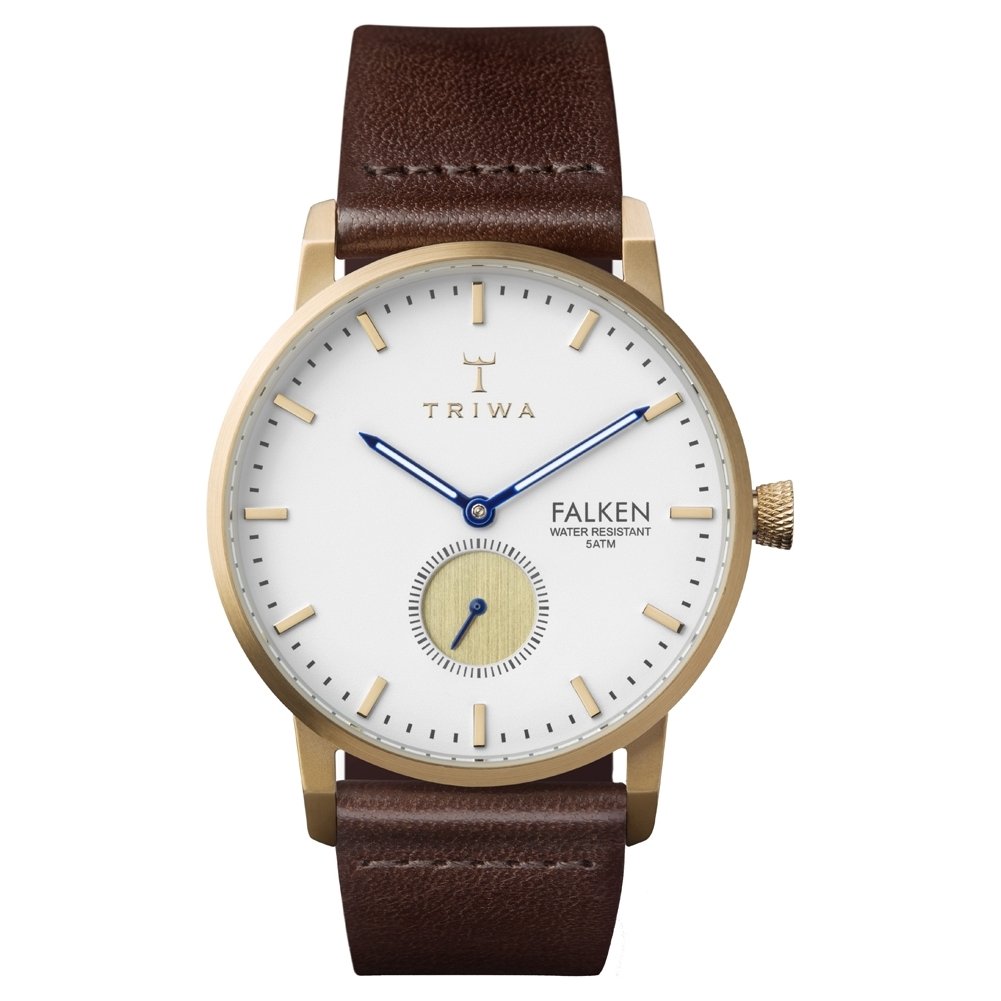 Triwa Snow Falken Classic Watch - Dark Brown Leather Strap for Men | Vintage Minimalist Design, Water Resistant | Perfect for Business, Casual & Formal Occasions