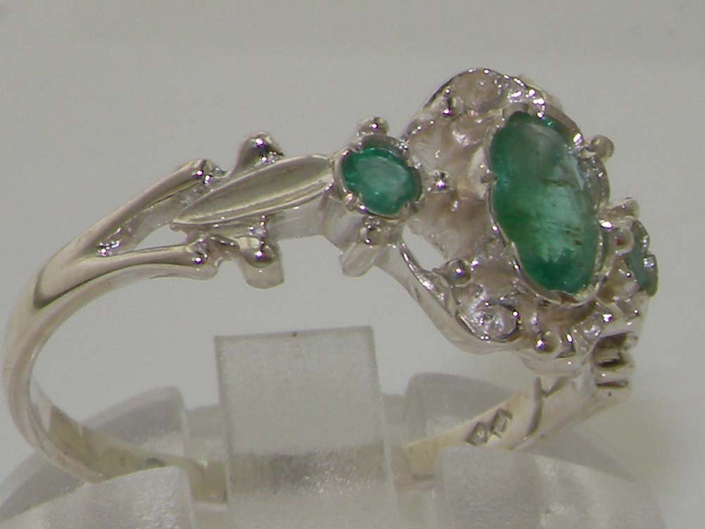 925 Sterling Silver Genuine Emerald Women's Band Ring - Elegant Stackable Ring for Everyday Wear, Gift for Her, Wedding, Anniversary & Special Occasions