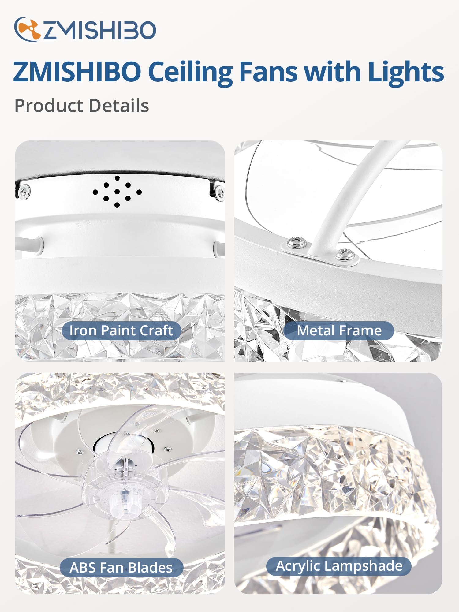 Low Profile Ceiling Fan with Lights and Remote - 15.7