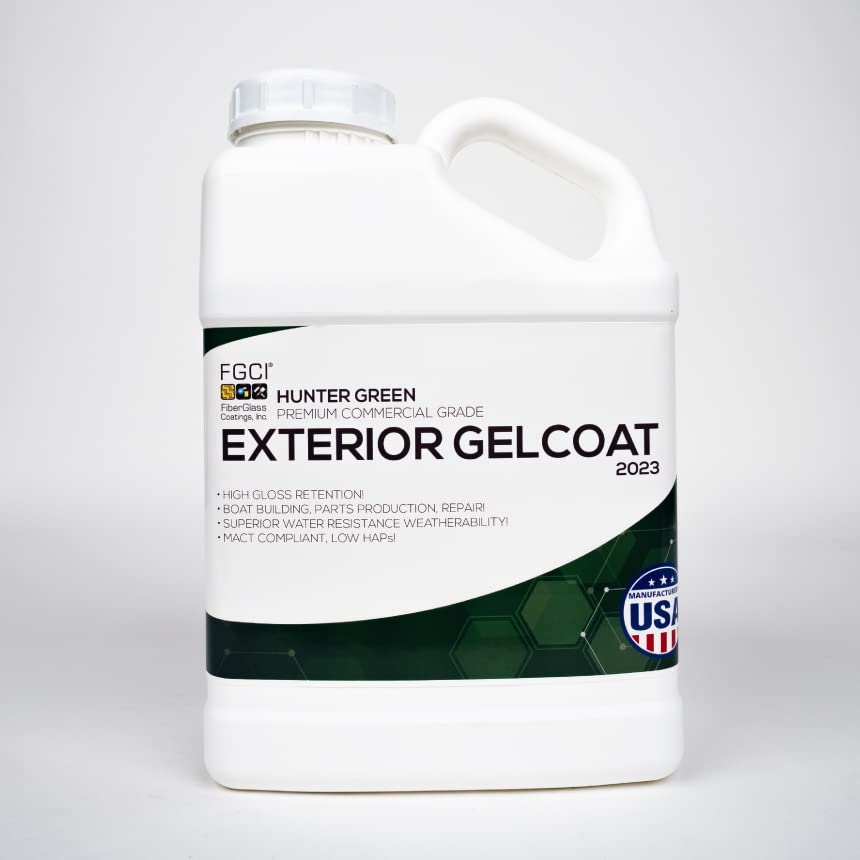 1 Gallon Marine Grade Gel Coat for Boat Building & Fiberglass Repair - Professional RV, Carbon Fiber Restoration Kit with Patching Compound (Hunter Green) - Ideal for Boat Hulls, RV Exteriors & Fiberglass Surface Repairs