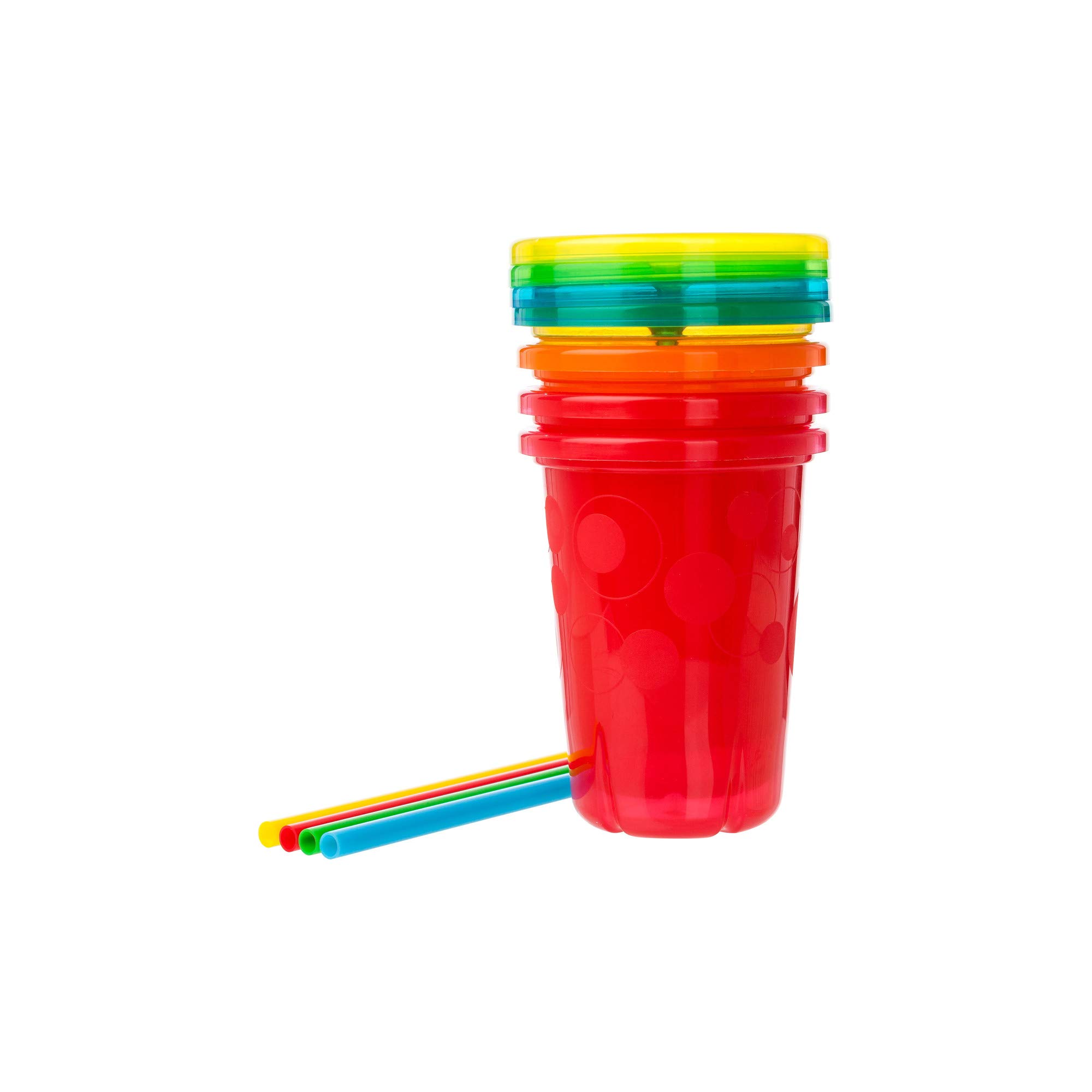 The First Years Take & Toss Spill Proof Party Pack - 30-Piece Rainbow Toddler Tableware Set with Straw Cups, Bowls & Snack Cups for Kids Ages 18+ Months - Perfect for Birthday Parties, Picnics & Daycare Use